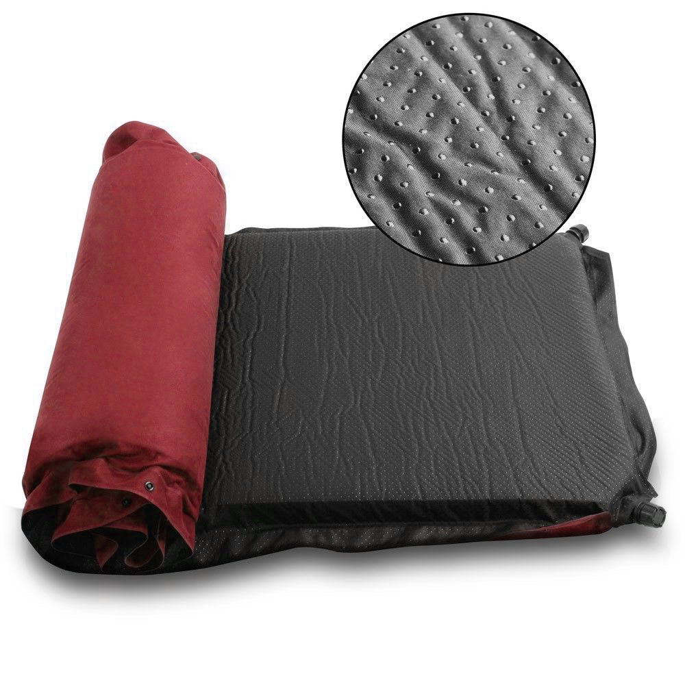 Double Self-Inflating Suede Camping Mattress – 8cm Thick Air Bed – Joinable & Portable – Red — photo 5