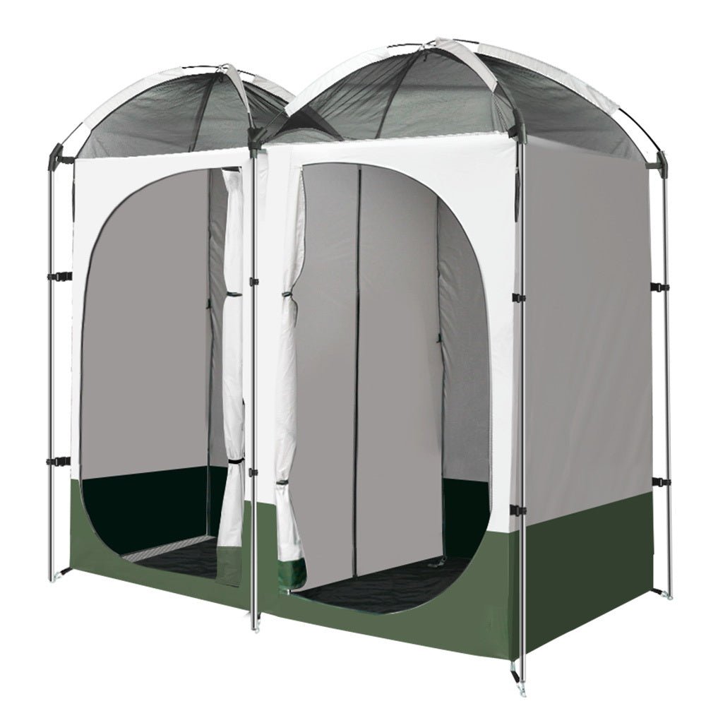 Weisshorn Double Camping Shower Toilet Tent – Portable Outdoor Change Room (Green) — photo 3