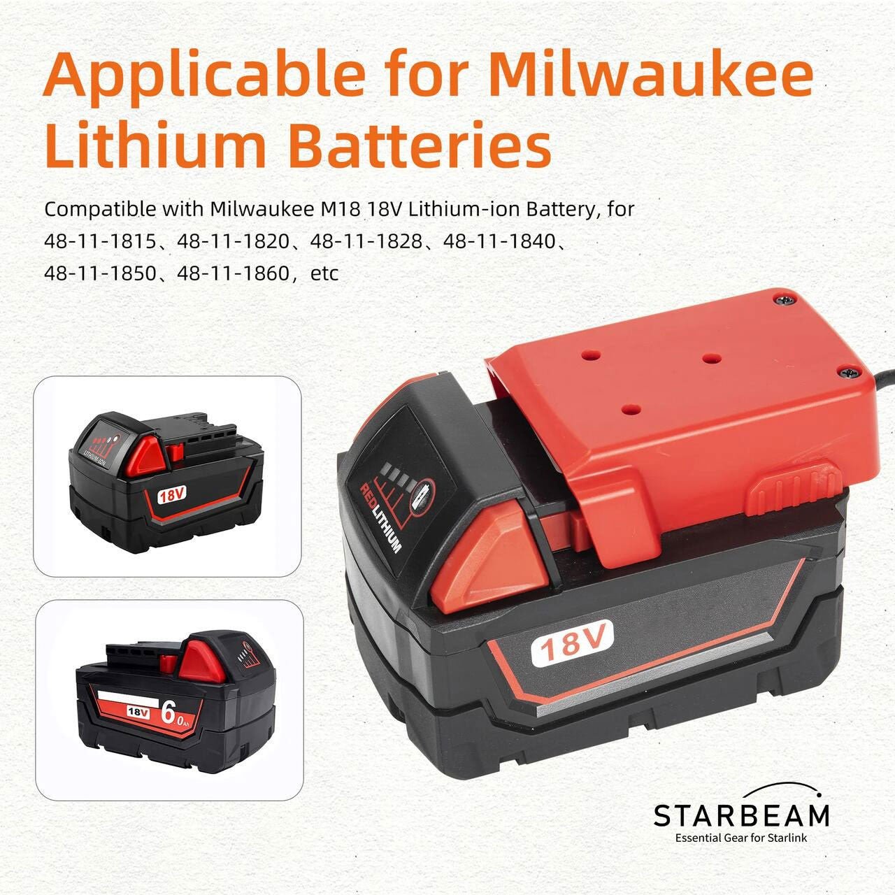 Starlink Mini Power Tool Battery Adapter – 18V Battery Compatible (Milwaukee, DeWalt, Makita, Ryobi) — photo 3
