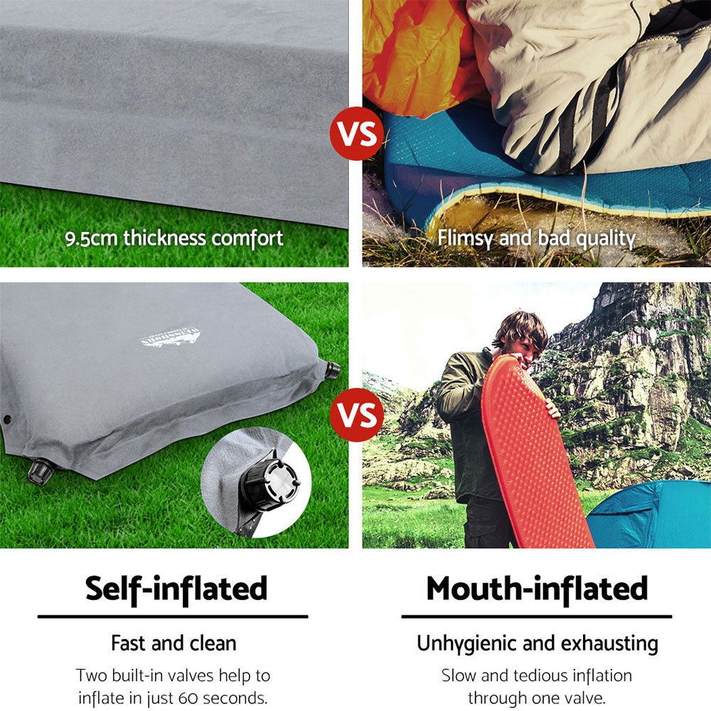 Weisshorn Double Self-Inflating Camping Mattress – 9.5cm Foam | Grey — photo 5
