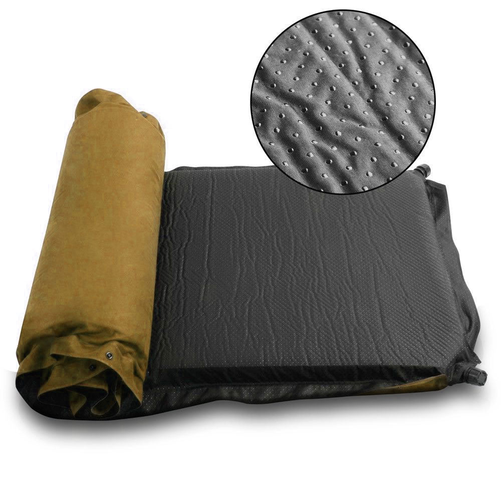 Self-Inflating Suede Camping Mattress – 8cm Thick Air Bed Sleeping Mat – Joinable, Beige — photo 2