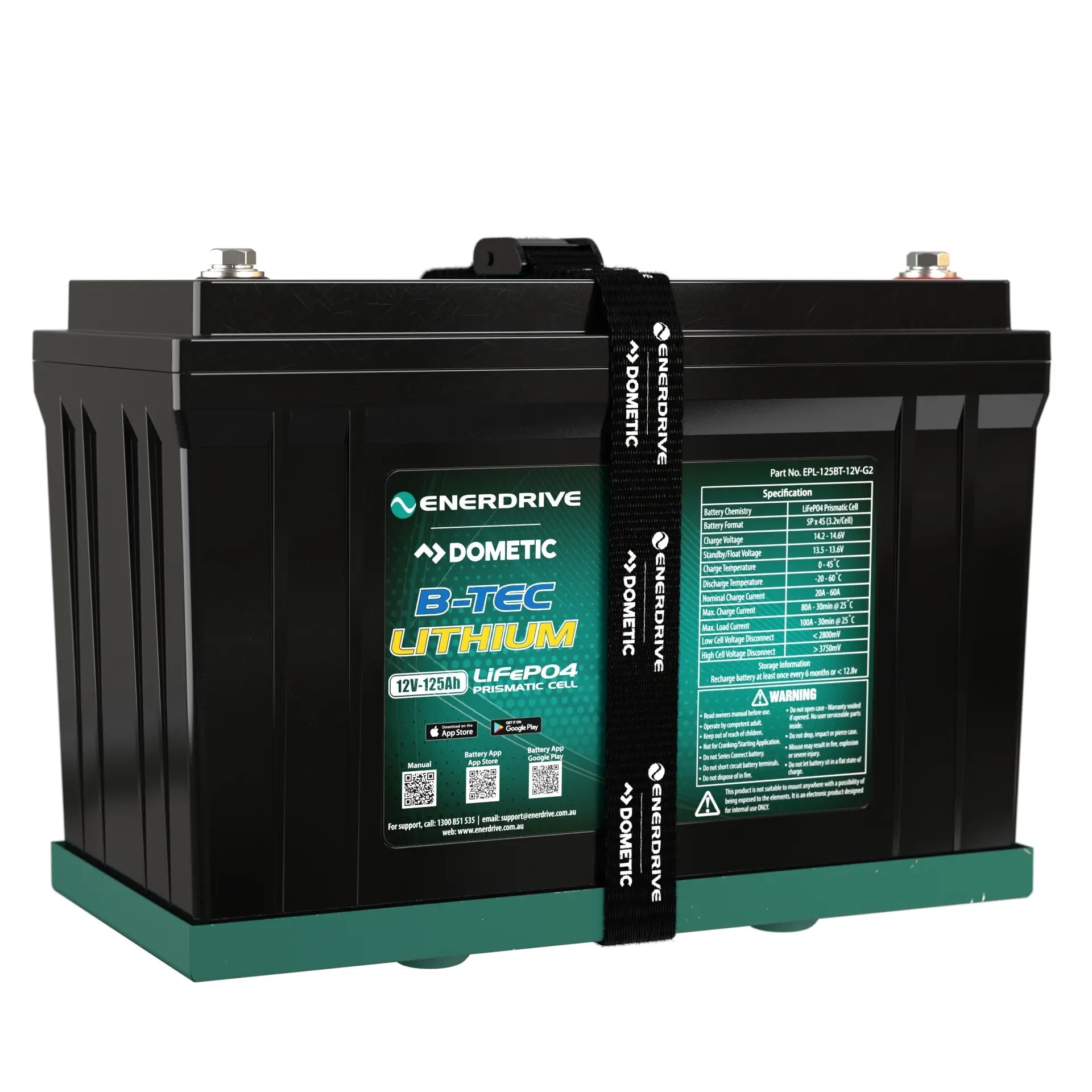 Enerdrive B-TEC 125Ah 12V Gen2 LiFePO₄ Battery