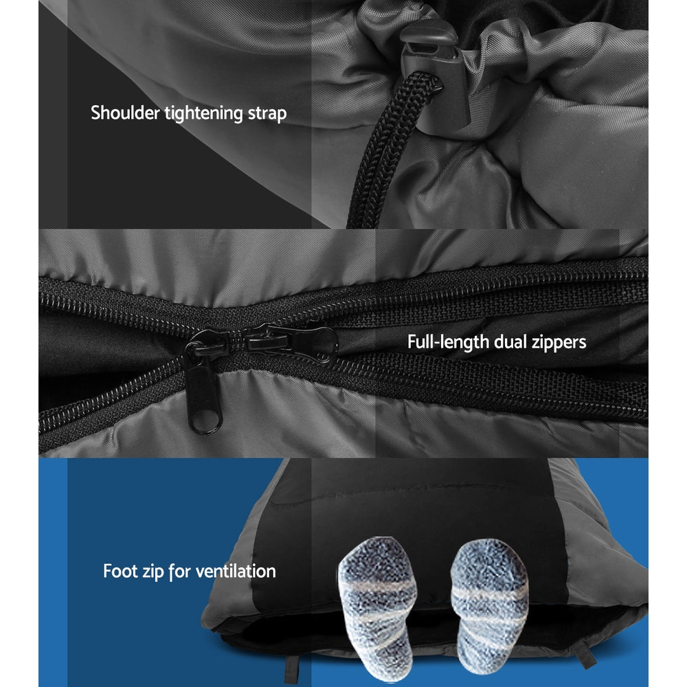 Weisshorn Single Sleeping Bag | Ultra-Warm 4-Season Thermal Sleeping Bag for Camping & Hiking - Black — photo 6