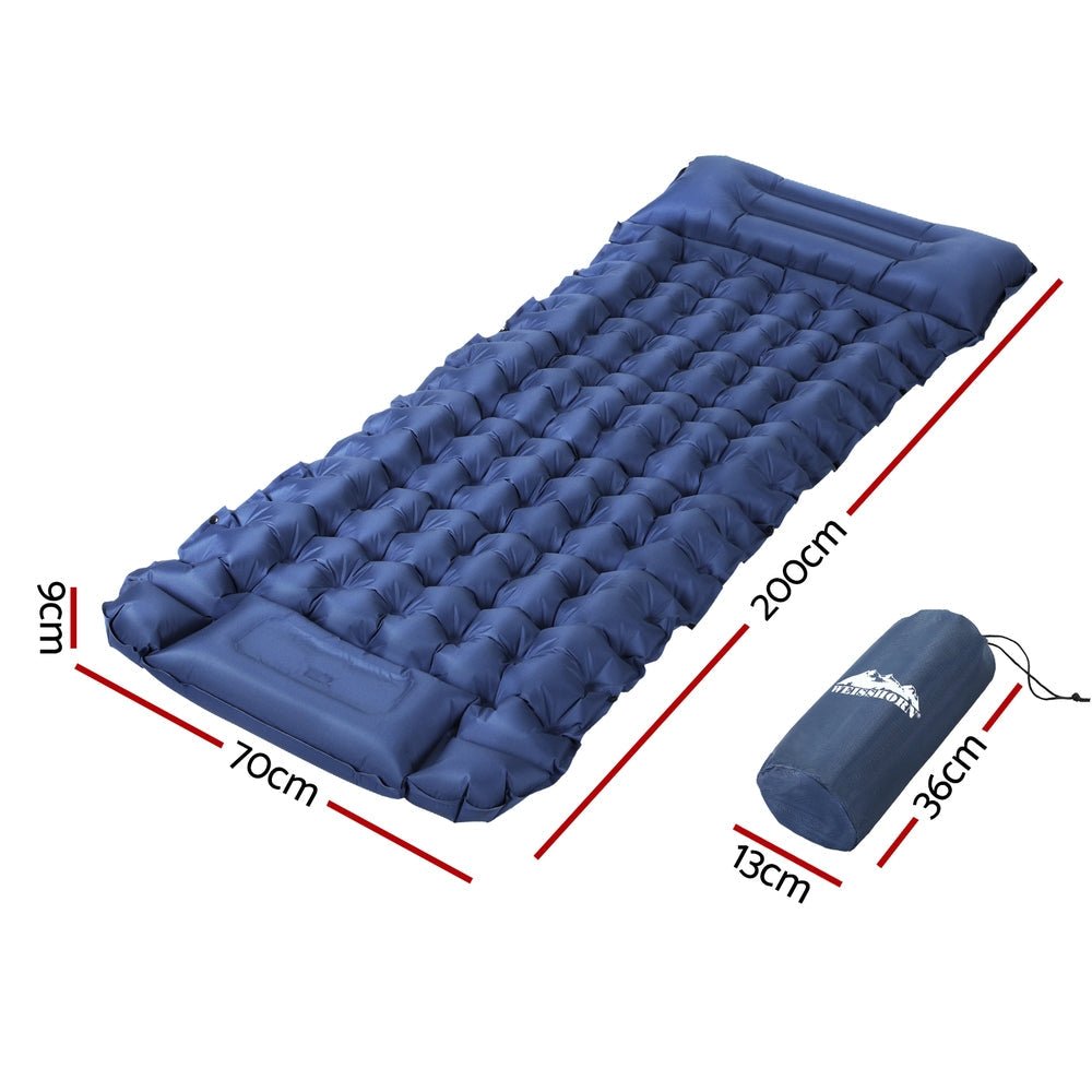 Weisshorn Self-Inflating Camping Mattress – Single Sleeping Mat with Pillow | 9cm Thick | Blue — photo 2