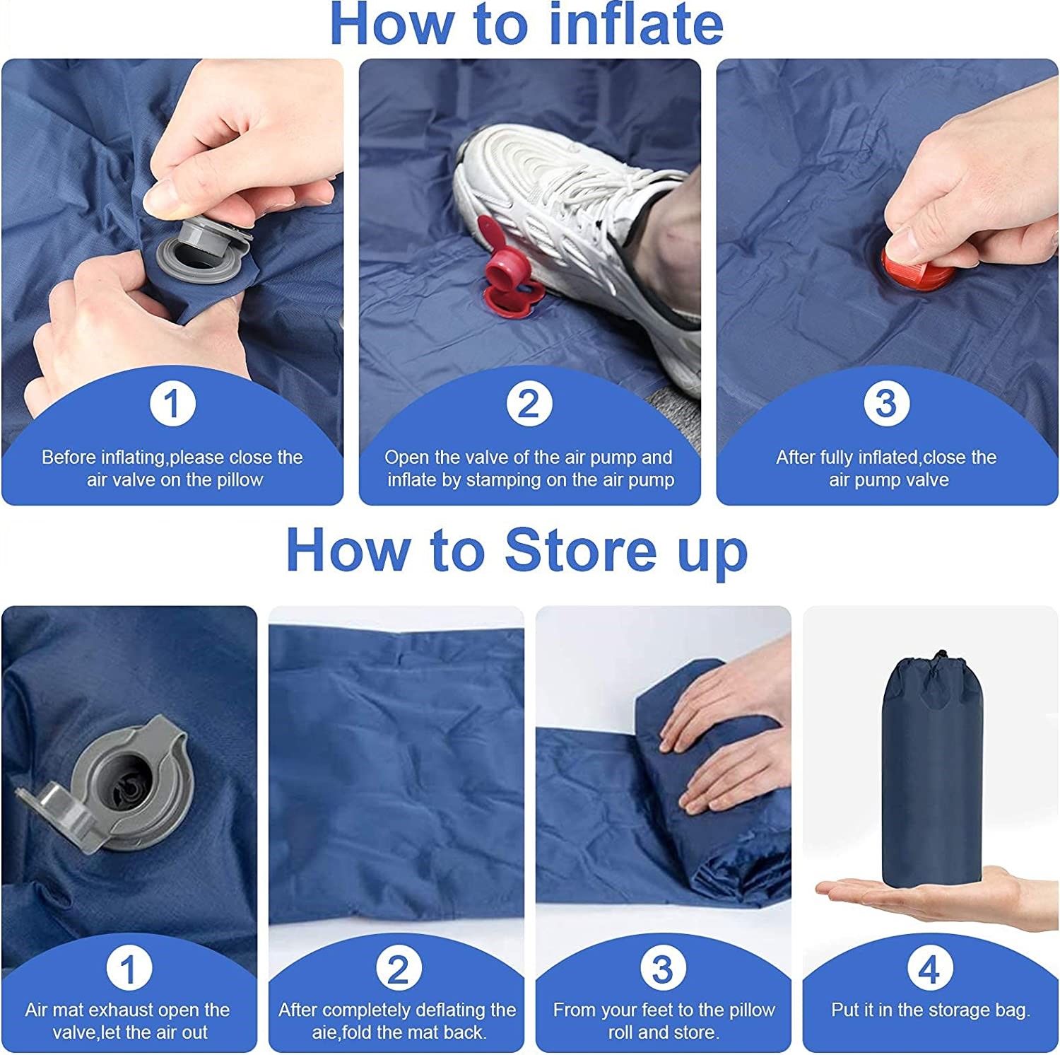 Ultralight Inflatable Camping Sleeping Pad with Built-in Pillow – 6cm Thick Compact, Durable & Foot Pump Operated — photo 5