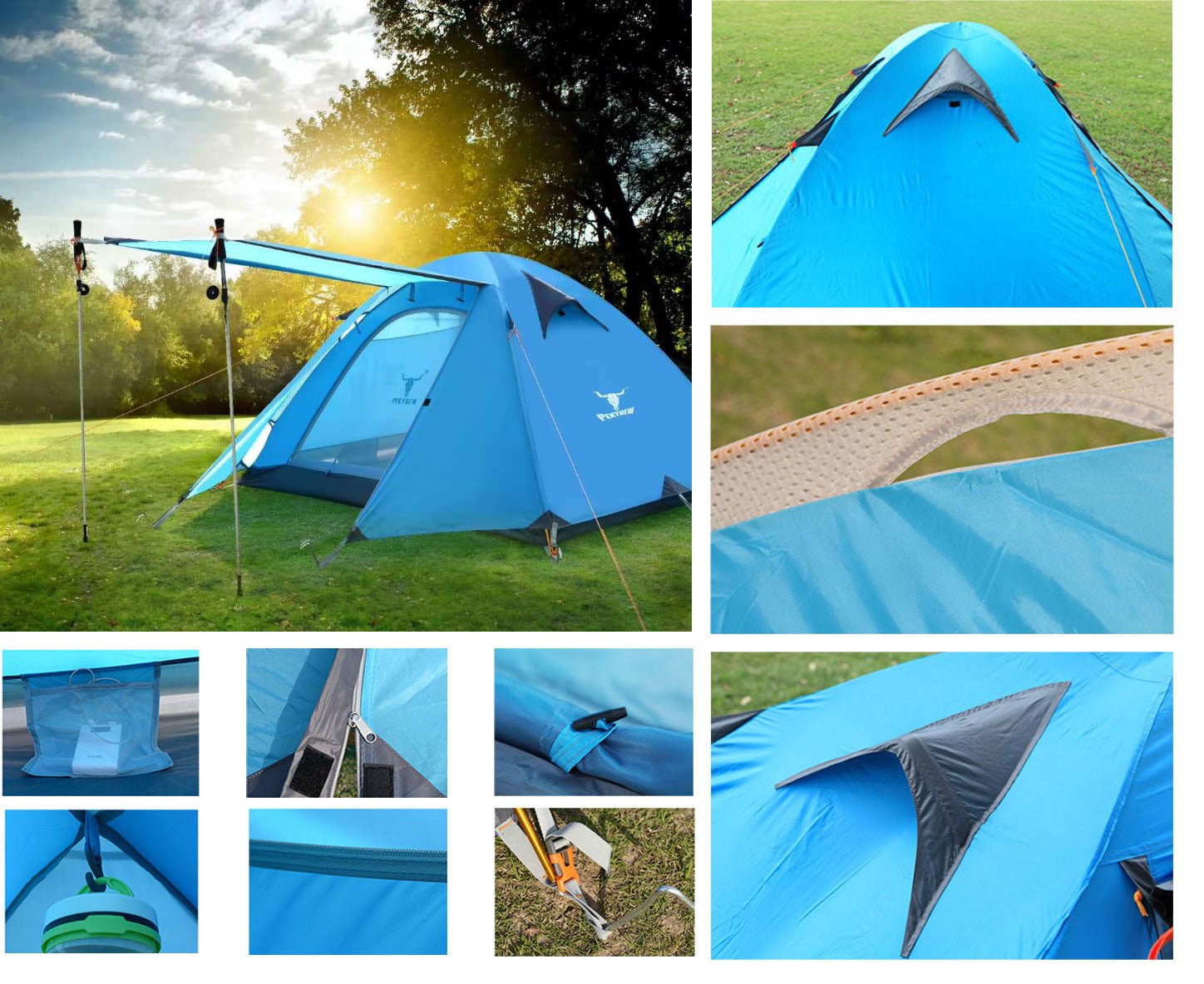 2-Person Lightweight Waterproof Camping Tent – Blue | Hiking, Backpacking, Cycling Ready — photo 7