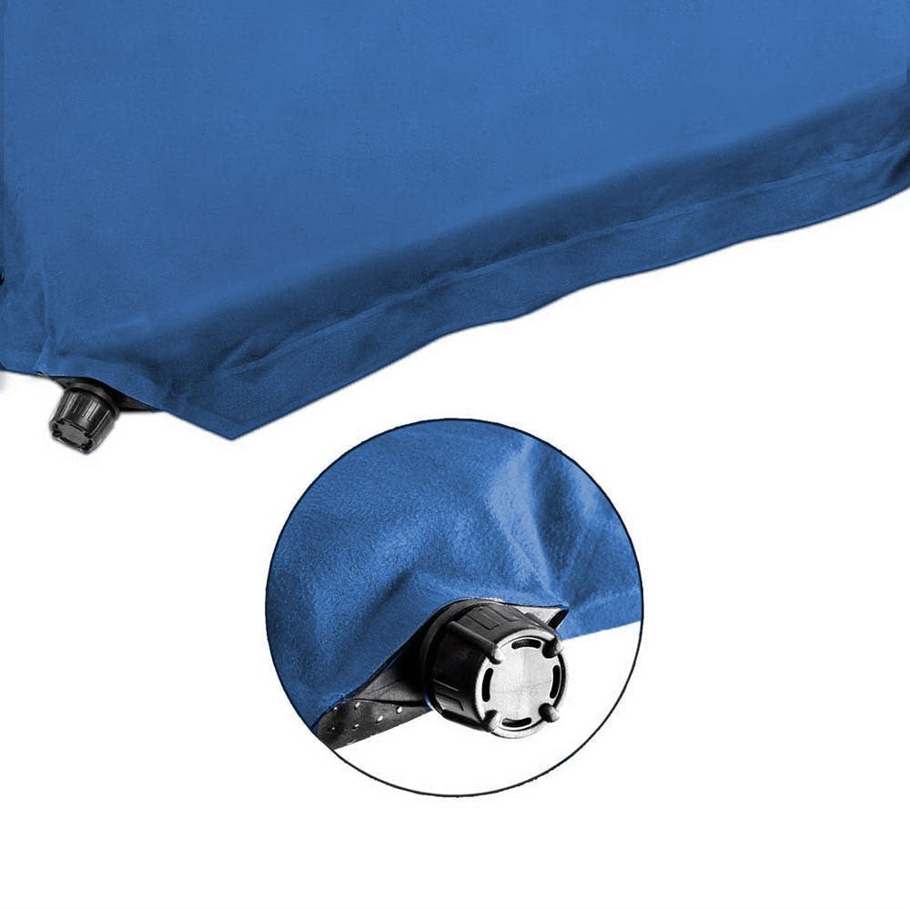 Double Self-Inflating Suede Camping Mattress – 3cm Thick Camping Air Bed – Blue — photo 3