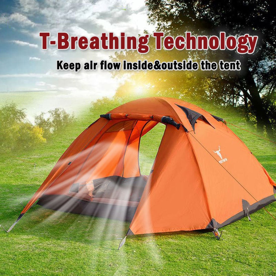 2-Person Lightweight Waterproof Camping Tent – Orange | Hiking, Backpacking, Cycling Ready — photo 4