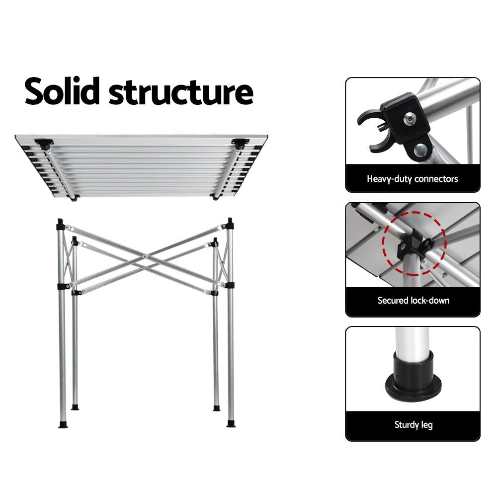 Weisshorn Folding Camping Table 70cm – Roll-Up Aluminium Picnic Table for Outdoor BBQ & Camping — photo 6