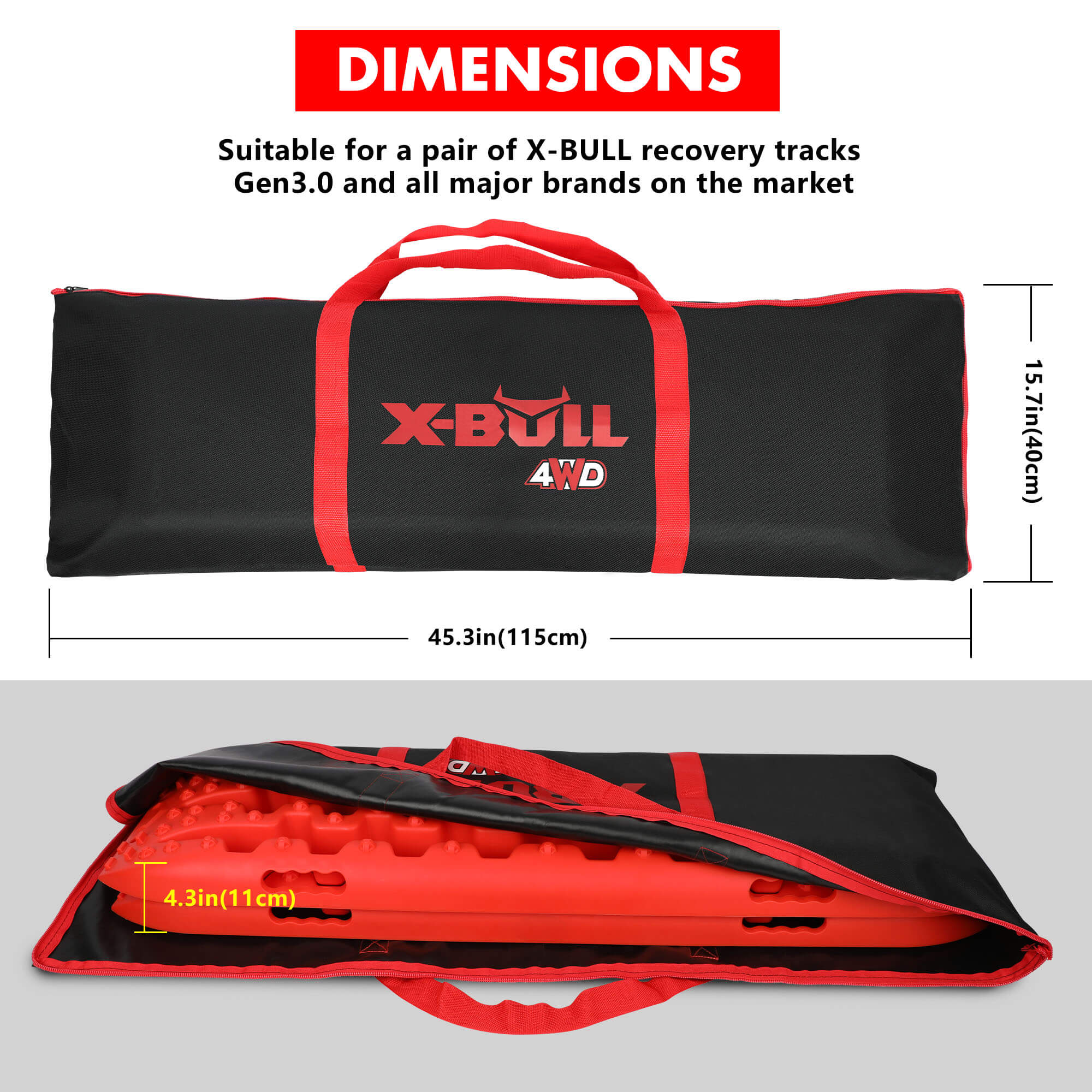 X-BULL Recovery Tracks Carry Bag – Heavy-Duty 4WD Storage (Black) — photo 3