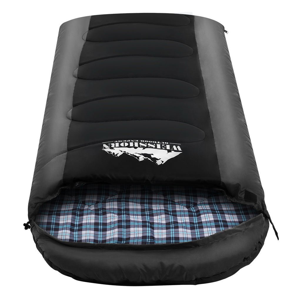 Weisshorn Single Sleeping Bag | Ultra-Warm 4-Season Thermal Sleeping Bag for Camping & Hiking - Black