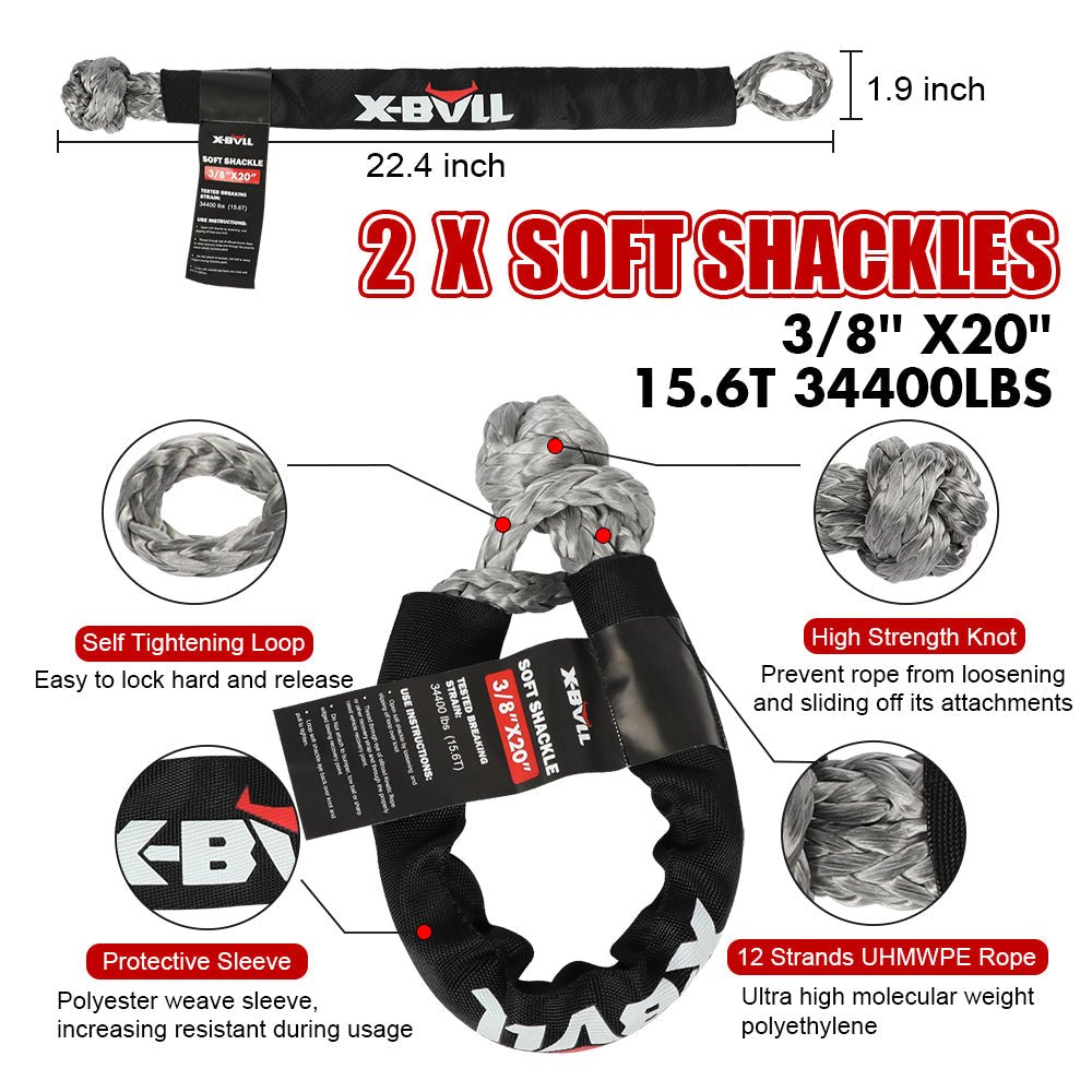 X-BULL 6-Piece 4X4 Off-Road Recovery Kit – Kinetic Rope, Snatch Strap & Winch Damper — photo 10