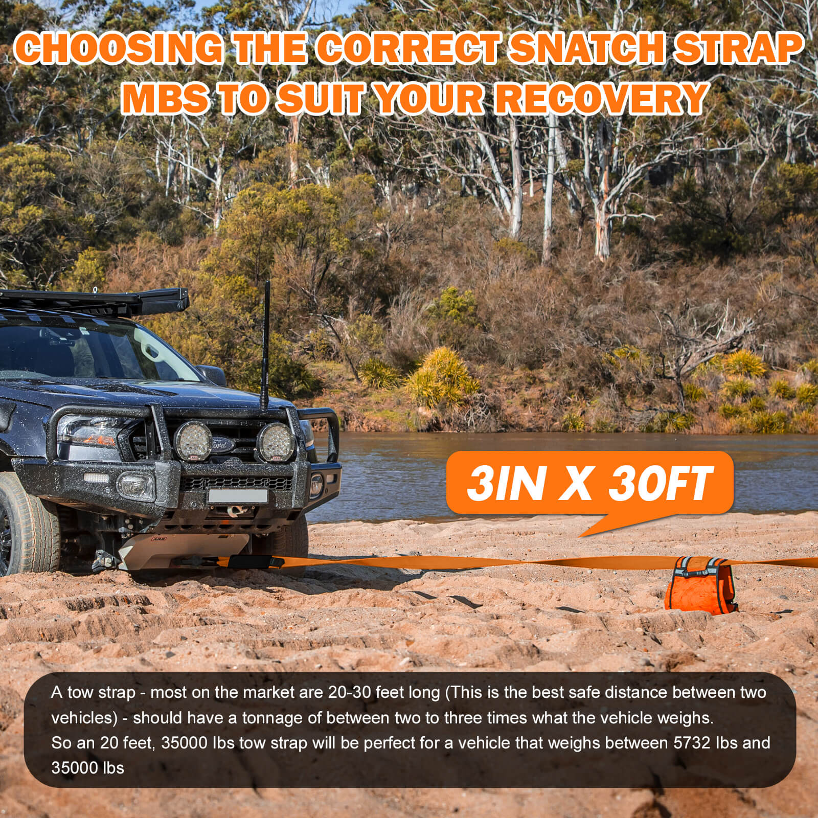 X-BULL 4WD Recovery Kit with Snatch Strap, Hitch Receiver and Bow Shackles — photo 2