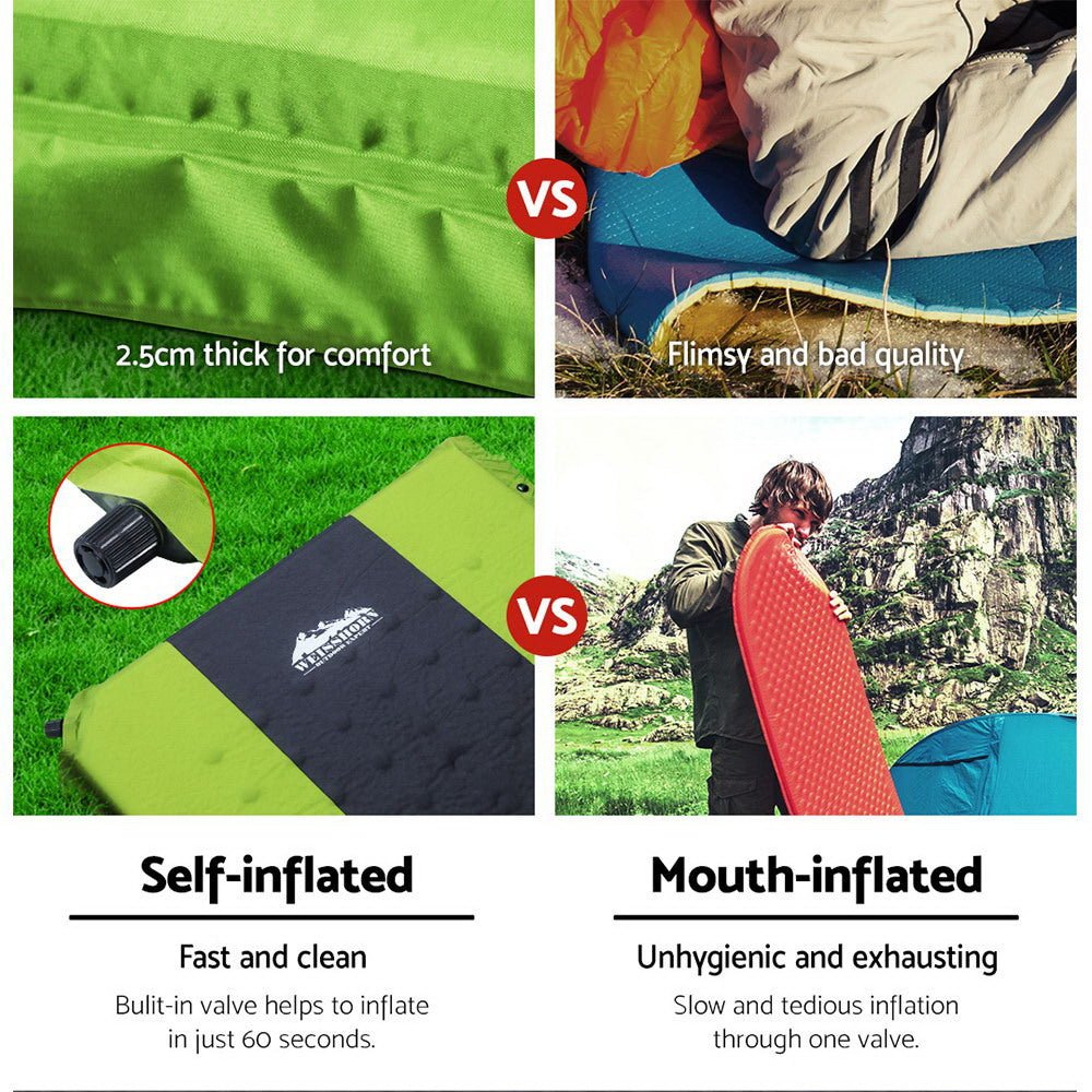 Weisshorn Double Self-Inflating Camping Mattress – 2.5cm Foam | Green — photo 4