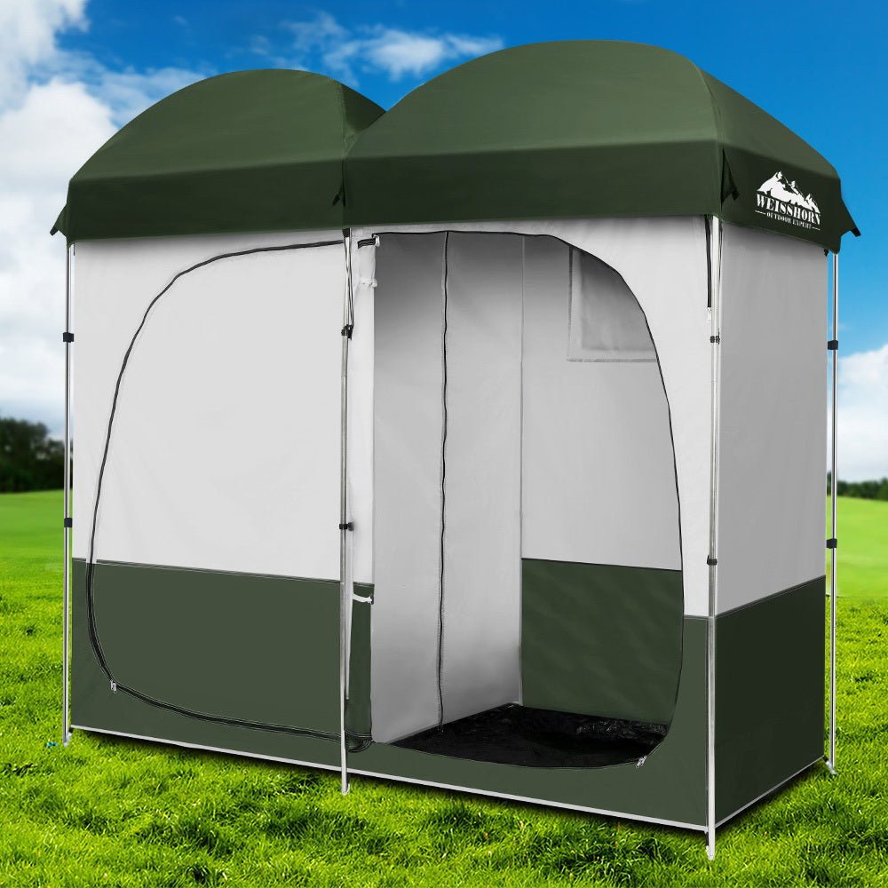 Weisshorn Double Camping Shower Toilet Tent – Portable Outdoor Change Room (Green) — photo 7