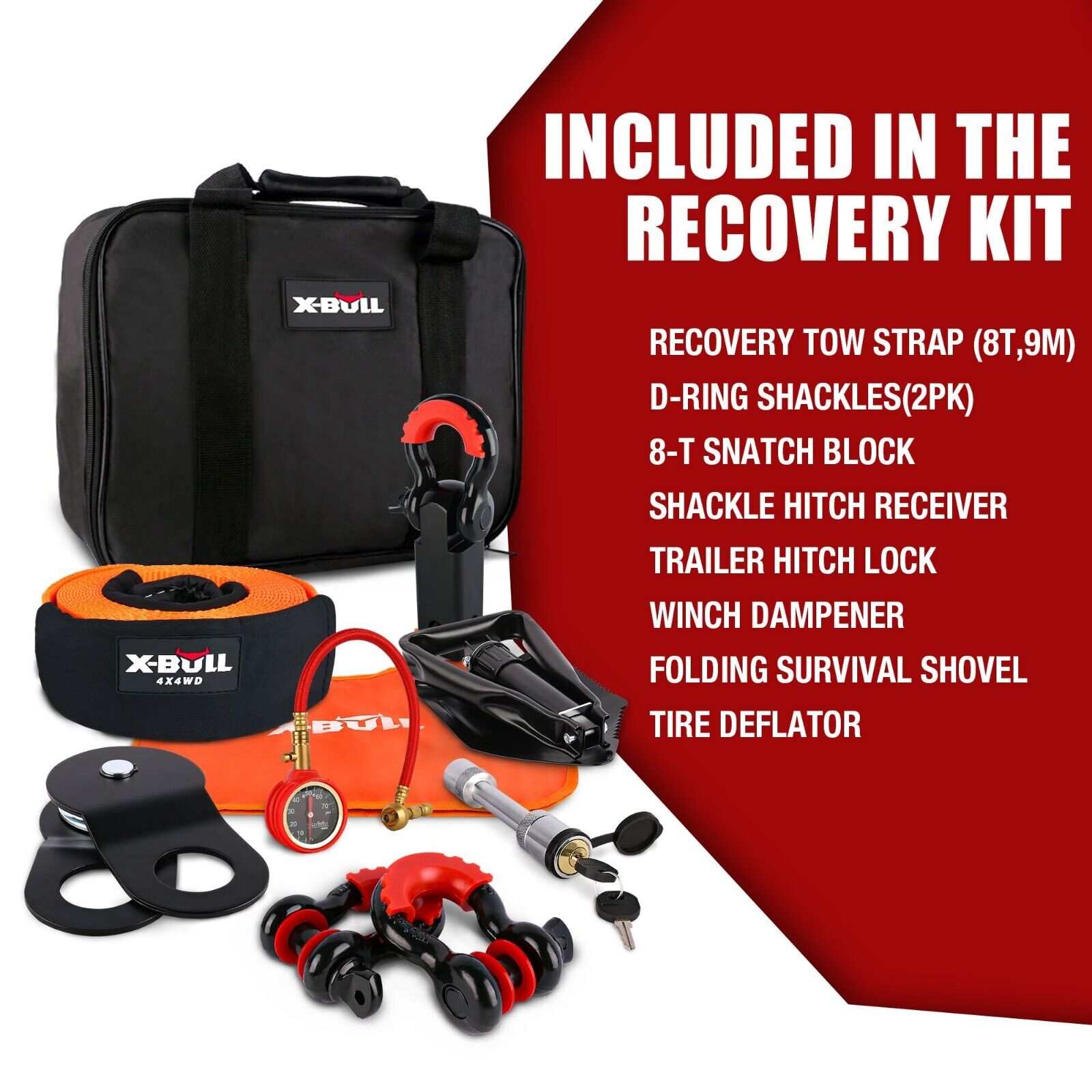 X-BULL 12-Piece Winch Recovery Kit – The Ultimate Off-Road 4X4 Solution — photo 5