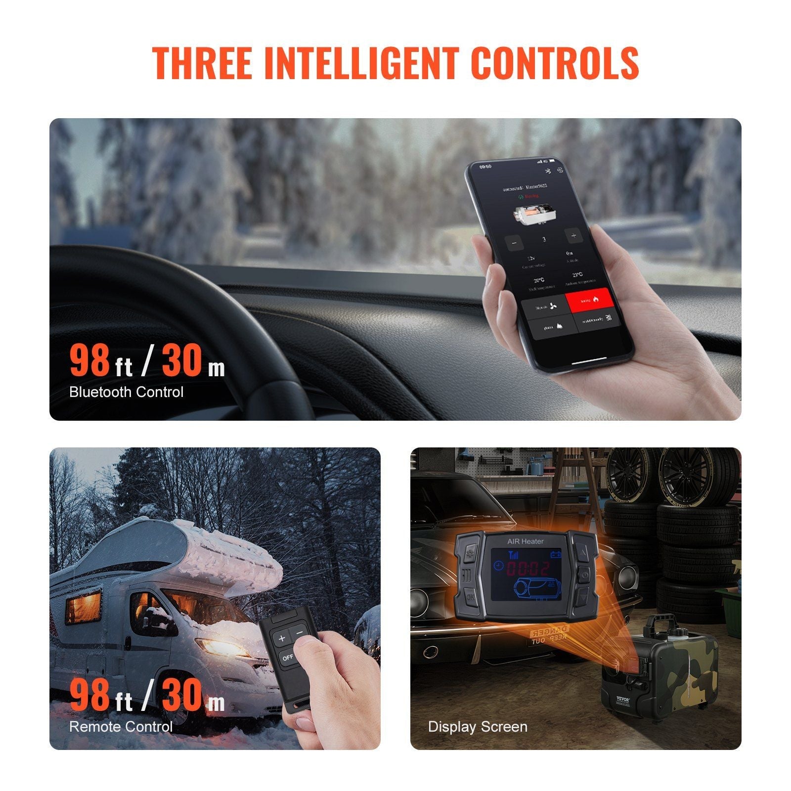 8KW Diesel Heater, 12V/24V All in One Diesel Air Heater, Bluetooth APP Control, Remote Control and Display Screen, CO Alarm, Fast Heating Horizontal Portable Diesel Heater for Vehicles, Garage — photo 6