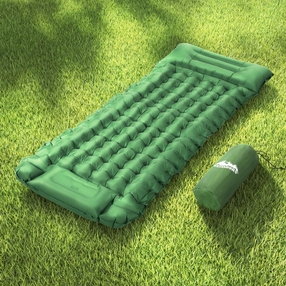 Weisshorn Self-Inflating Camping Mattress – Single Sleeping Mat with Pillow | 9cm Thick Air Bed Pad | Green — photo 7