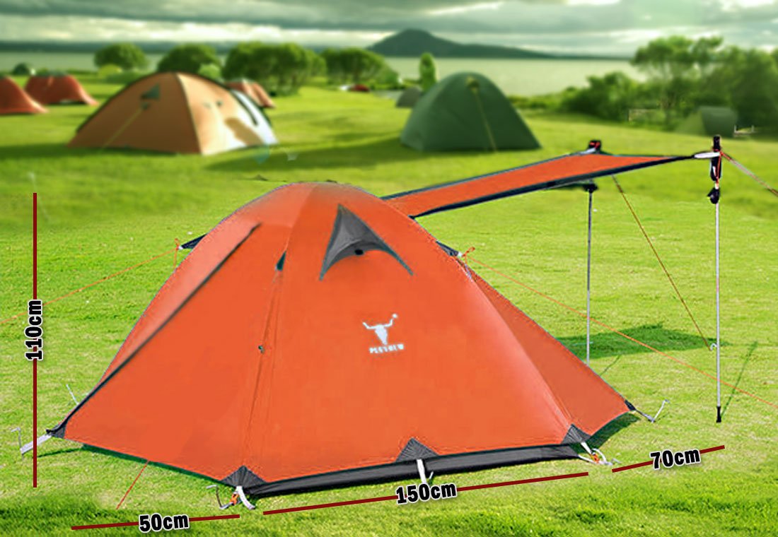 2-Person Lightweight Waterproof Camping Tent – Orange | Hiking, Backpacking, Cycling Ready — photo 8
