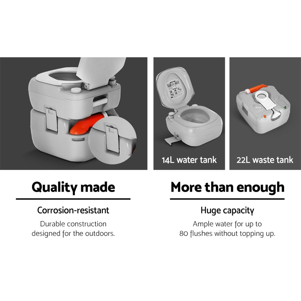 Weisshorn 22L Portable Camping Toilet – Outdoor Flush Potty for Camping, Boating & Road Trips — photo 4