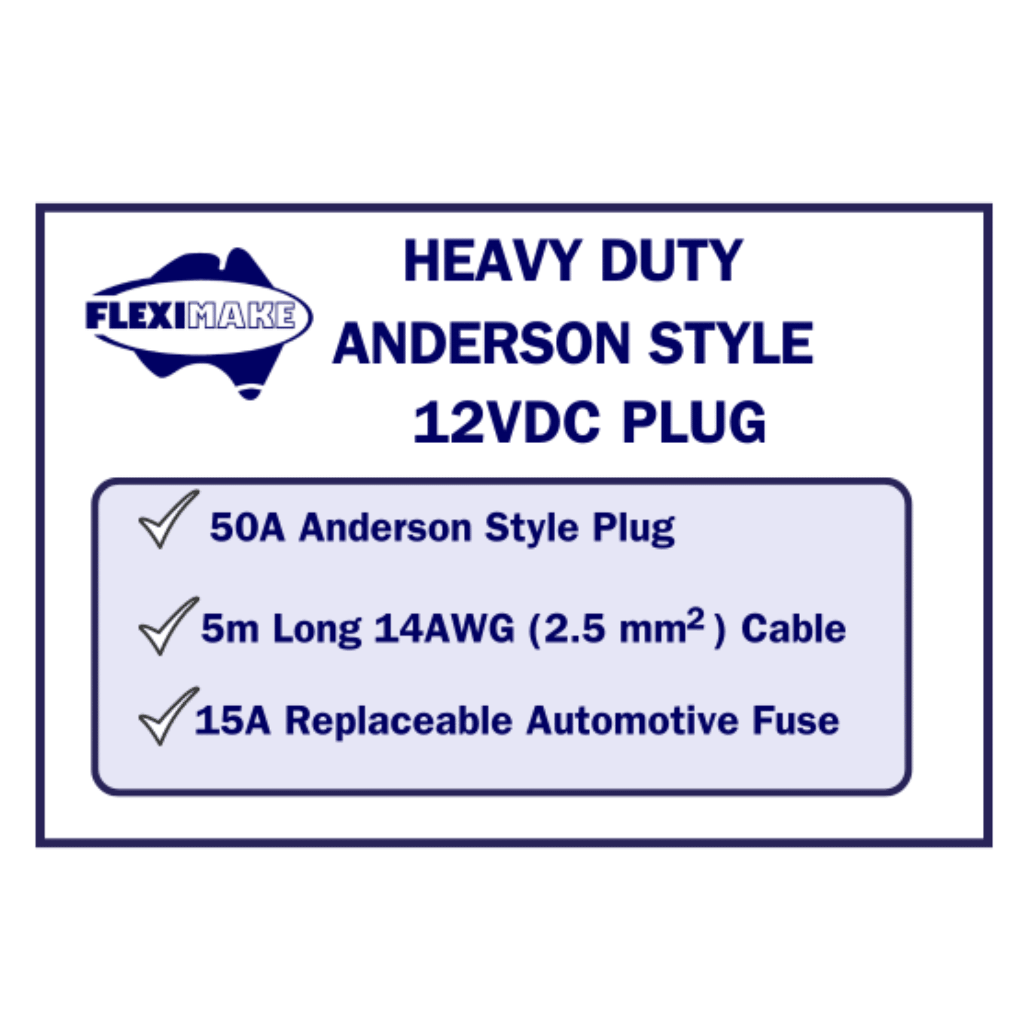 Fleximake Heavy-Duty 12VDC Anderson-Style Plug & 5M Cable with Automotive In-Line Fuse – 15A — photo 5