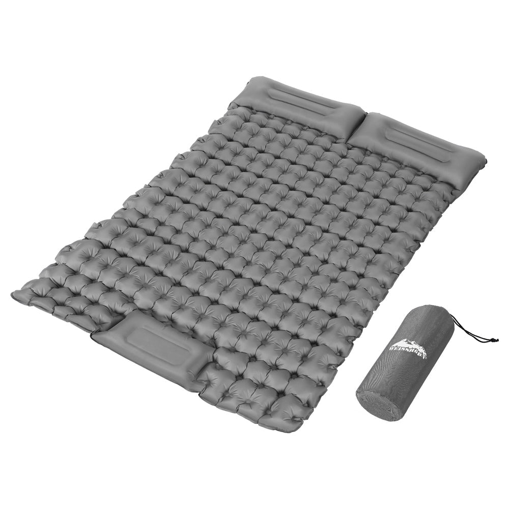 Weisshorn Self-Inflating Camping Mattress – Double Sleeping Mat with Pillow | 9cm Thick Air Bed for Outdoor Comfort