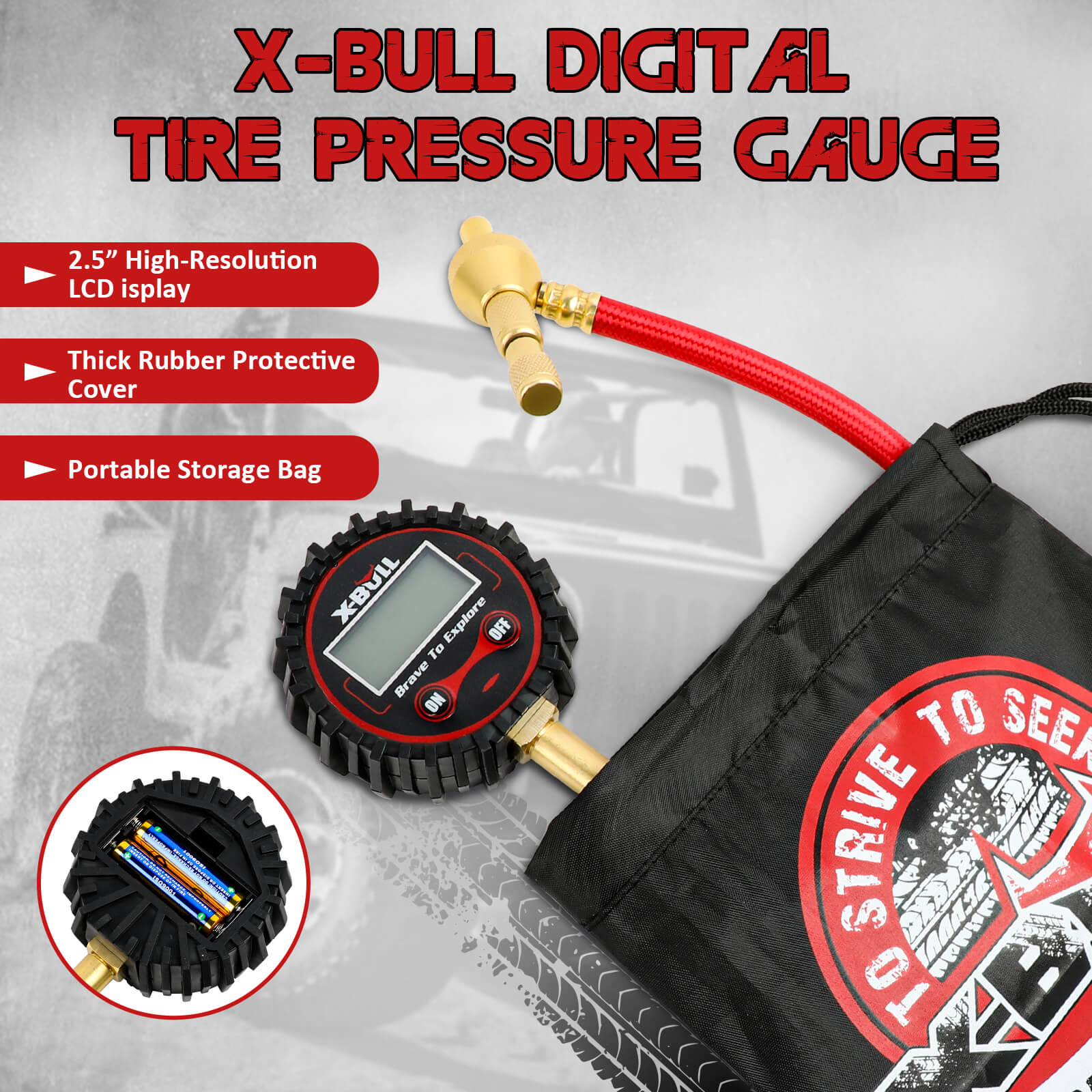 X-BULL Tyre Deflator with Digital Pressure Gauge – 250PSI LED Display | For Car, Motorcycle, and 4WD — photo 4