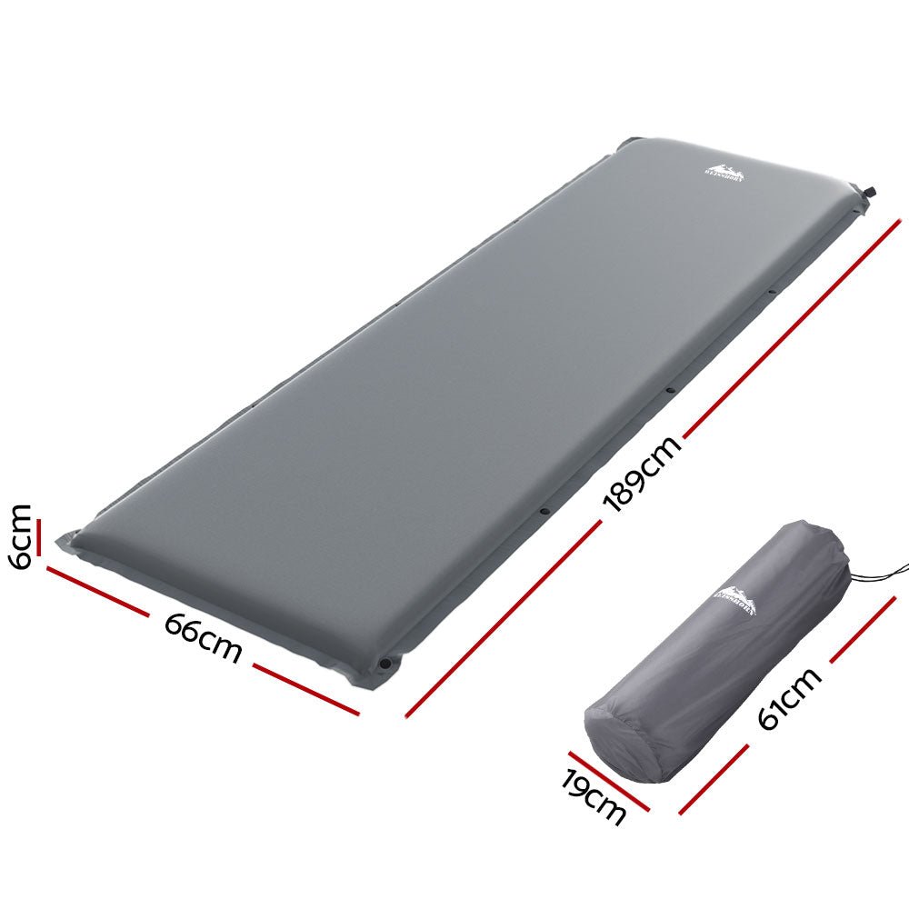 Weisshorn Self-Inflating Camping Mat – Single Size | 6cm Thick | Grey — photo 2