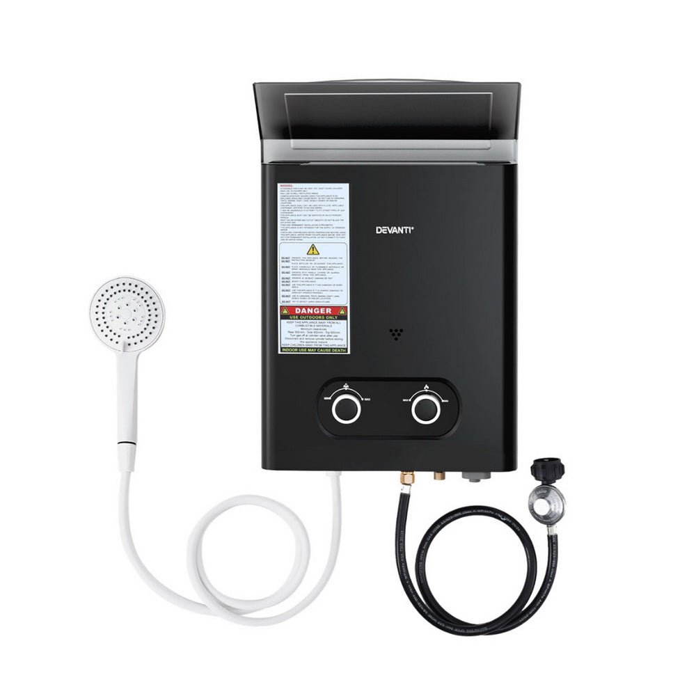 Devanti Portable Gas Water Heater – Outdoor Camping Shower (Black) — photo 3