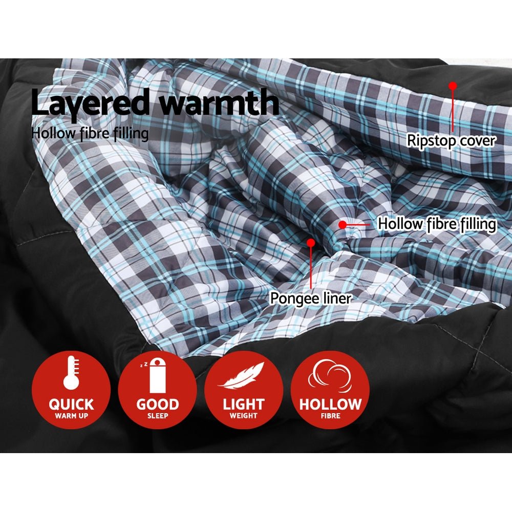 Weisshorn Double Sleeping Bag -10°C | 2-in-1 Camping Comfort with Pillows - Grey — photo 4