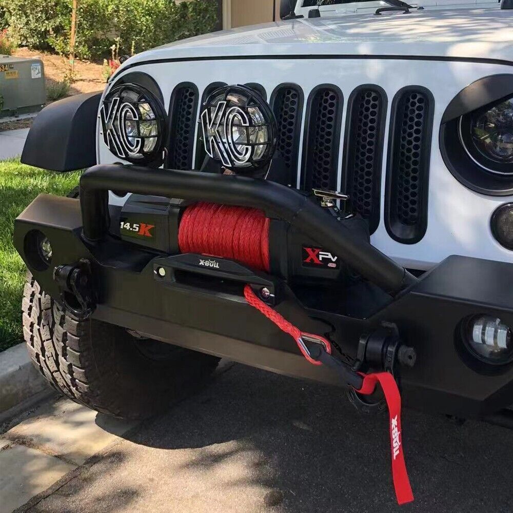 X-BULL 14,500LBS 12V Electric Winch with Synthetic Rope + 2 Pairs Gen2.0 Recovery Tracks – Red — photo 3