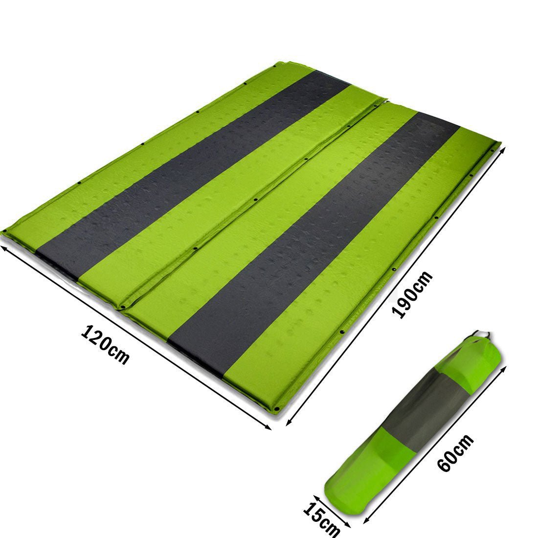 Double Self-Inflating Camping Mattress – 5cm Thick Joinable Air Bed for Hiking & Outdoors – Green — photo 9