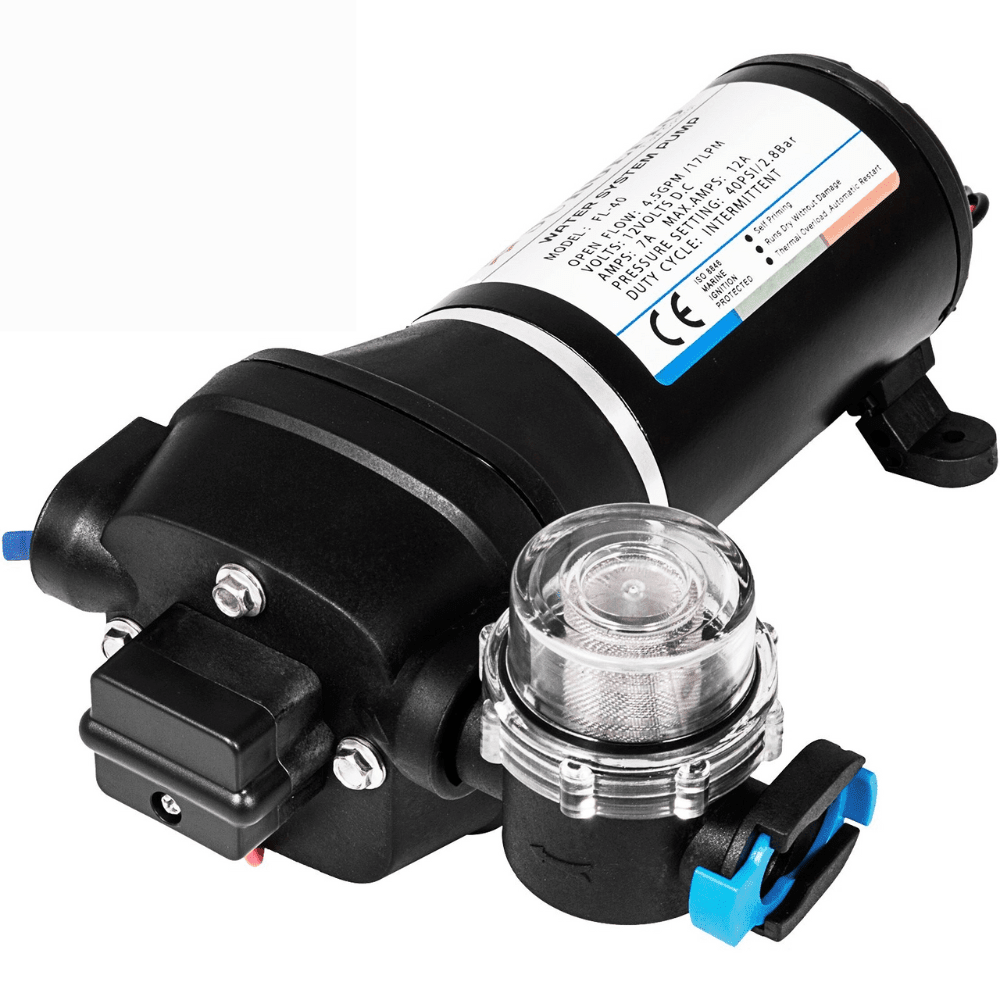 12V Water Pump FL-40 High Pressure 17LPM – Caravan, Boat, Camping, Washdown