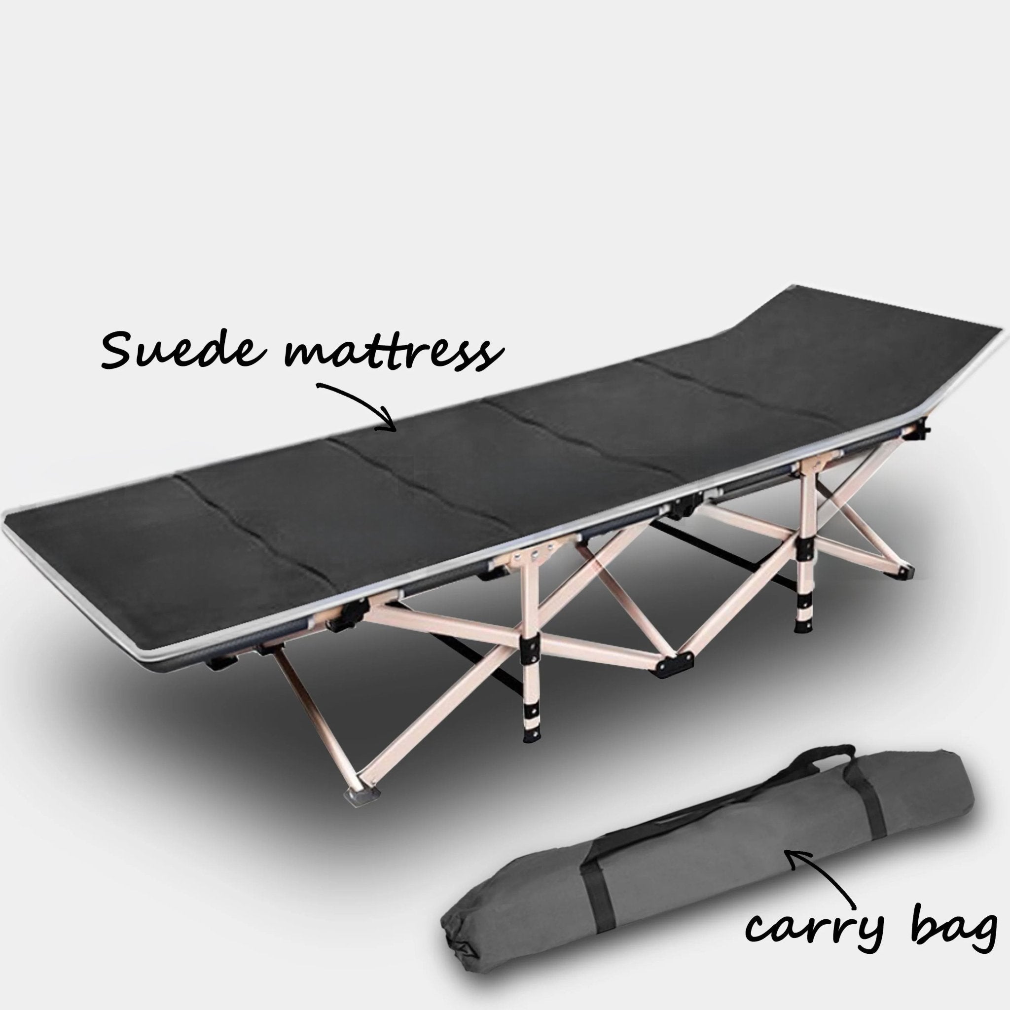 Camping Portable Stretcher Bed with Mattress – Foldable Recliner Mat (Grey) — photo 10