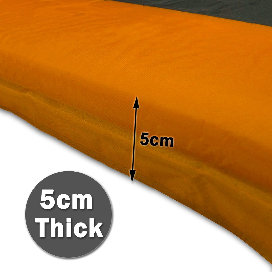Double Self-Inflating Camping Mattress – 5cm Thick Joinable Air Bed for Hiking & Outdoors – Orange — photo 3
