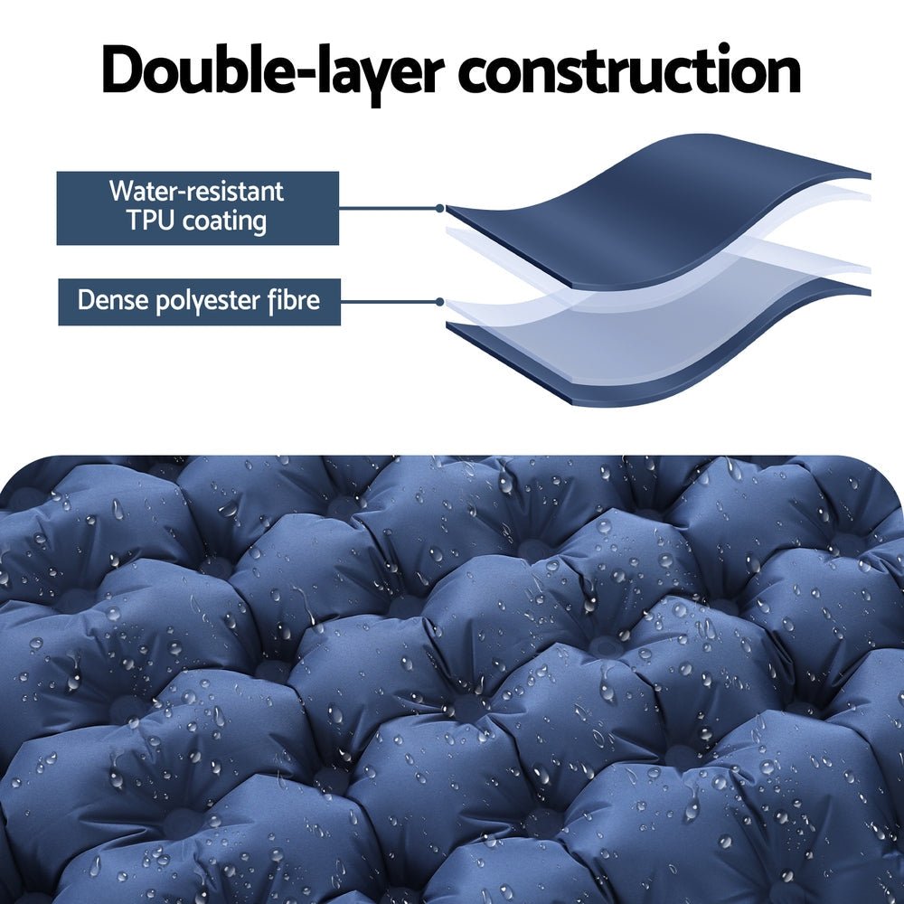 Weisshorn Self-Inflating Camping Mattress – Single Sleeping Mat with Pillow | 9cm Thick | Blue — photo 5