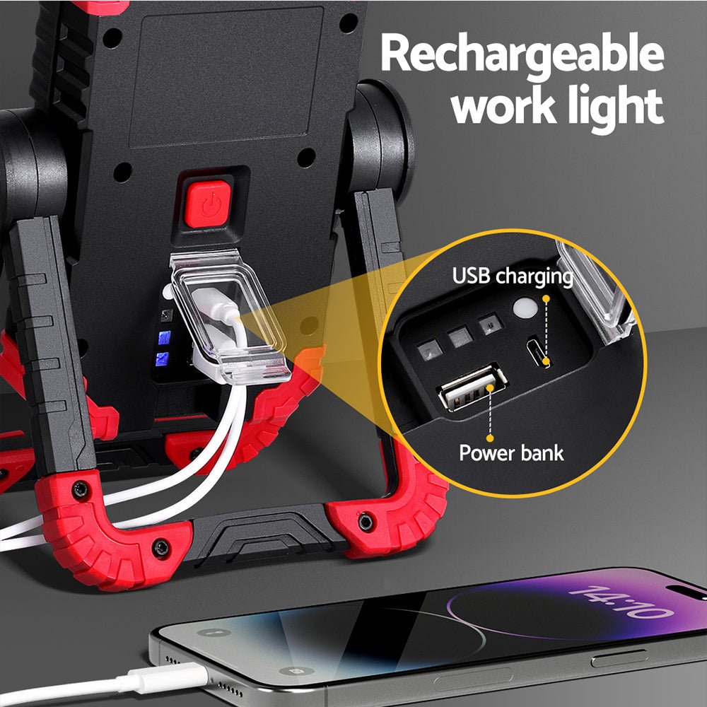 Giantz Rechargeable Work Light – 1000LM LED Folding Torch with USB & Power Bank — photo 5