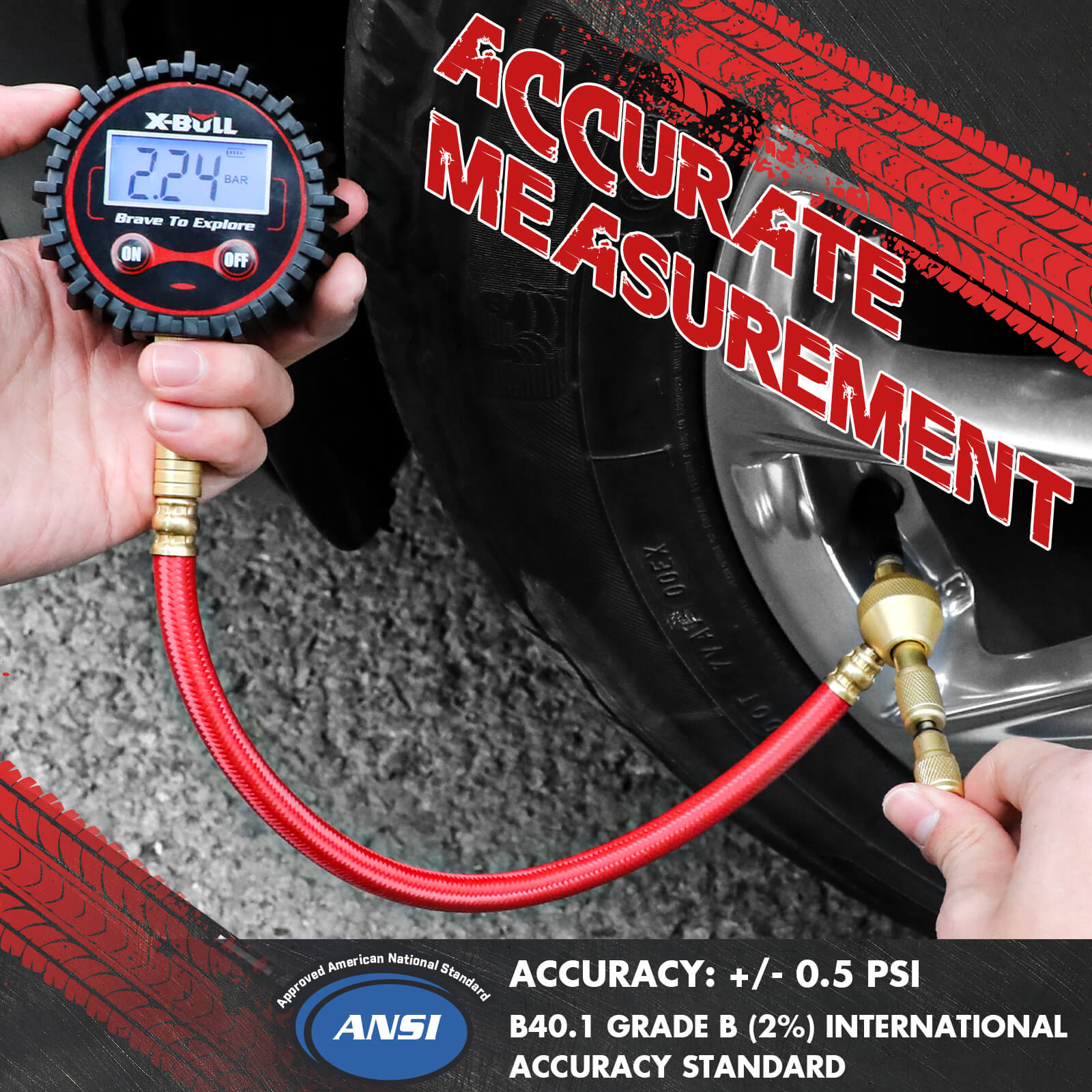 X-BULL Tyre Deflator with Digital Pressure Gauge – 250PSI LED Display | For Car, Motorcycle, and 4WD — photo 3