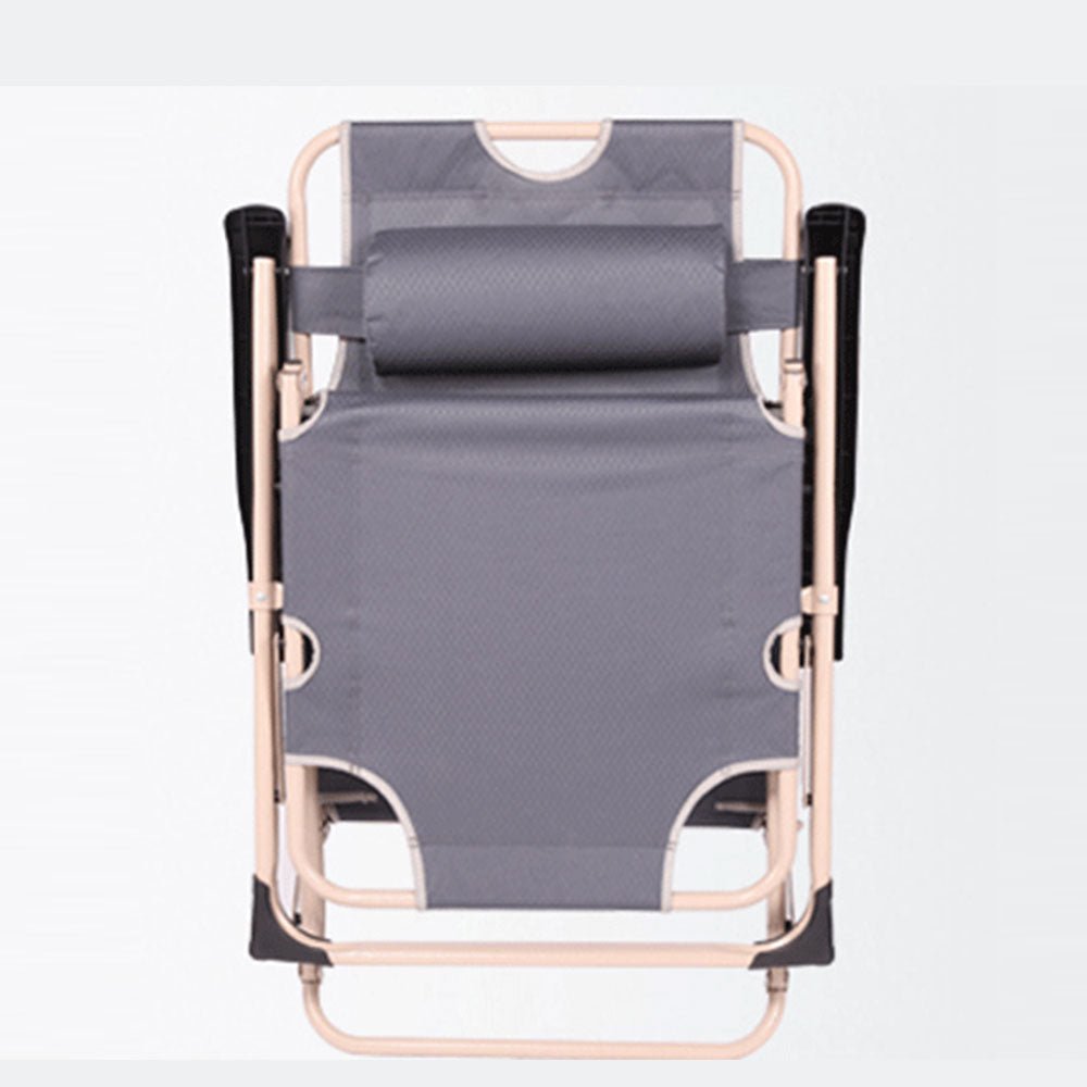 Reclining Sun Lounge Beach Chair – Folding Outdoor Deck Chair with Armrests & Padded Headrest – Grey — photo 11