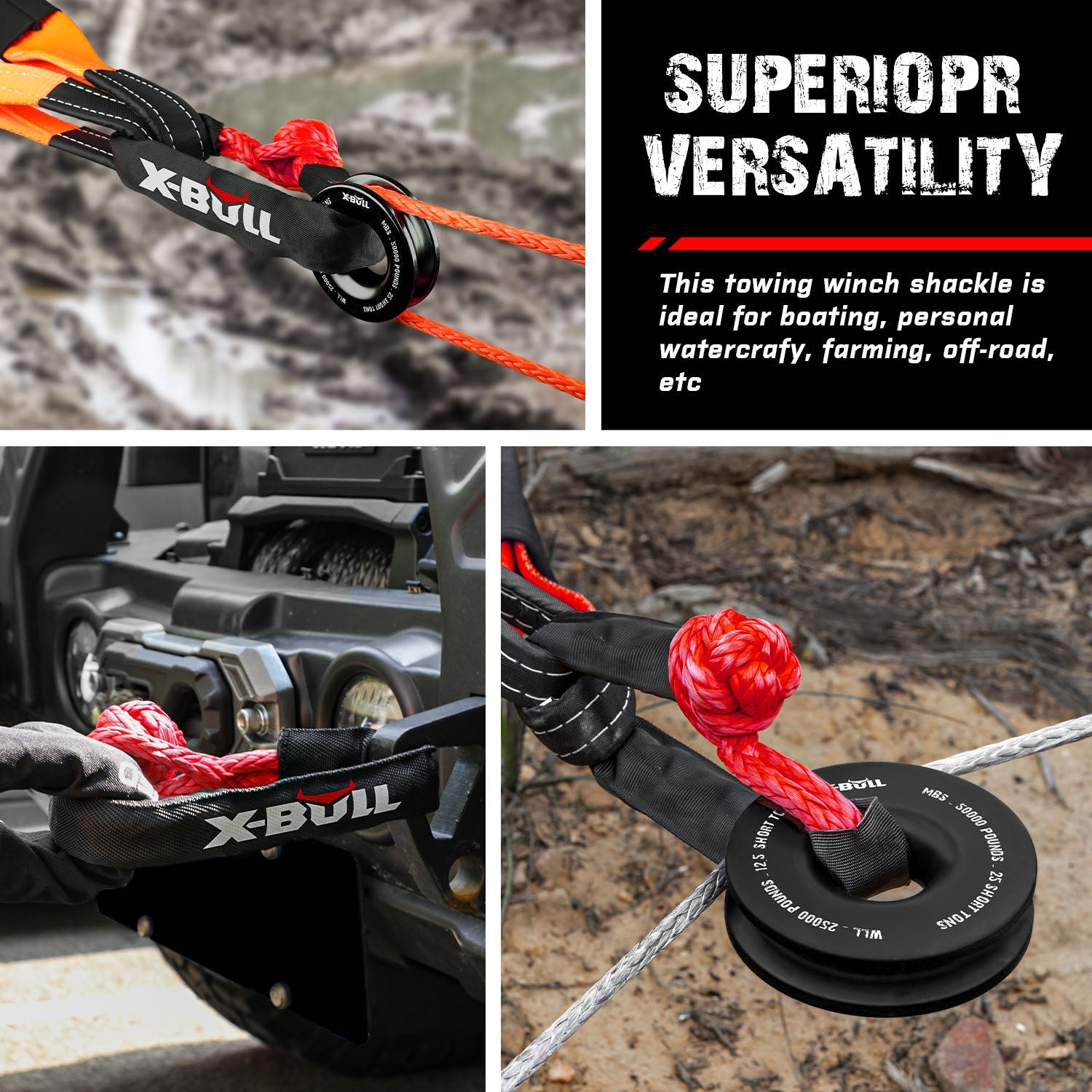X-BULL Soft Shackle & Recovery Ring Kit – Lightweight Snatch Recovery Solution — photo 4