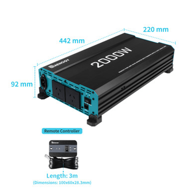 Renogy 12V 2000W Pure Sine Wave Inverter – Dual Power Switching, Grid Priority & 4000W Surge — photo 3