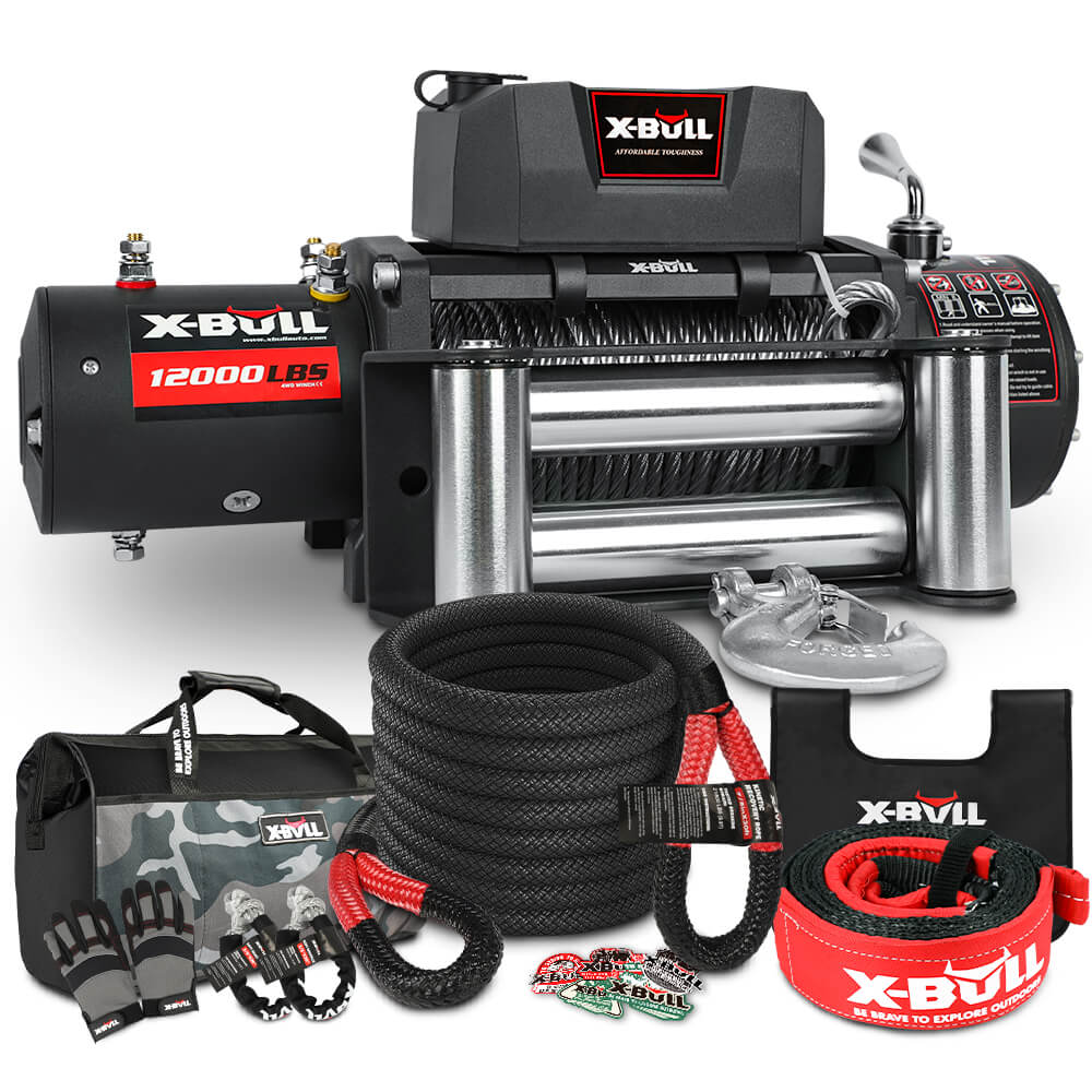 X-BULL 4WD Recovery Kit – 12,000LBS Electric Winch & Complete Off-Road Recovery Kit