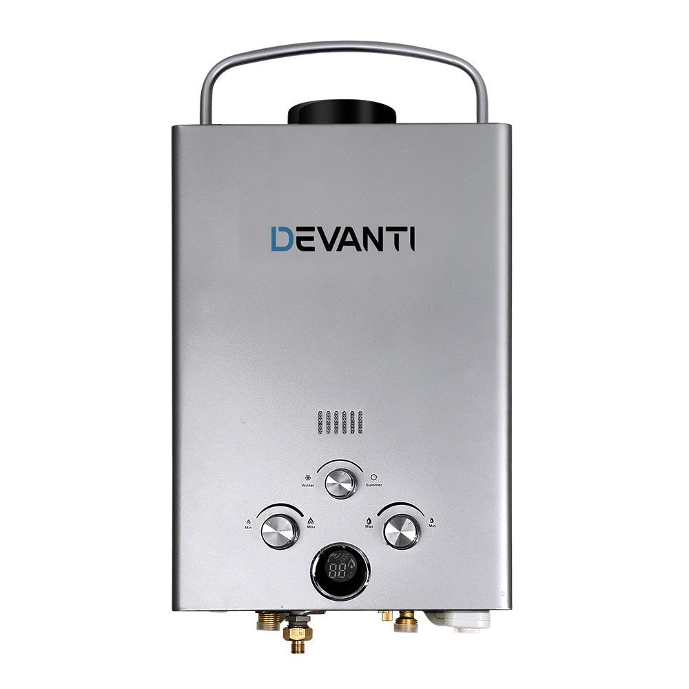 Devanti Portable Gas Water Heater – 8L/Min LPG Outdoor Hot Water Shower System (Grey) — photo 3