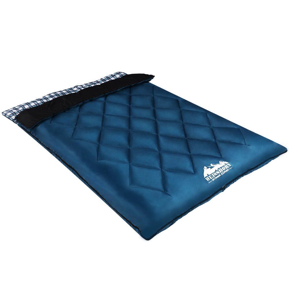 Weisshorn Double Sleeping Bag -10°C | 2-in-1 Camping Comfort with Pillows - Blue — photo 3