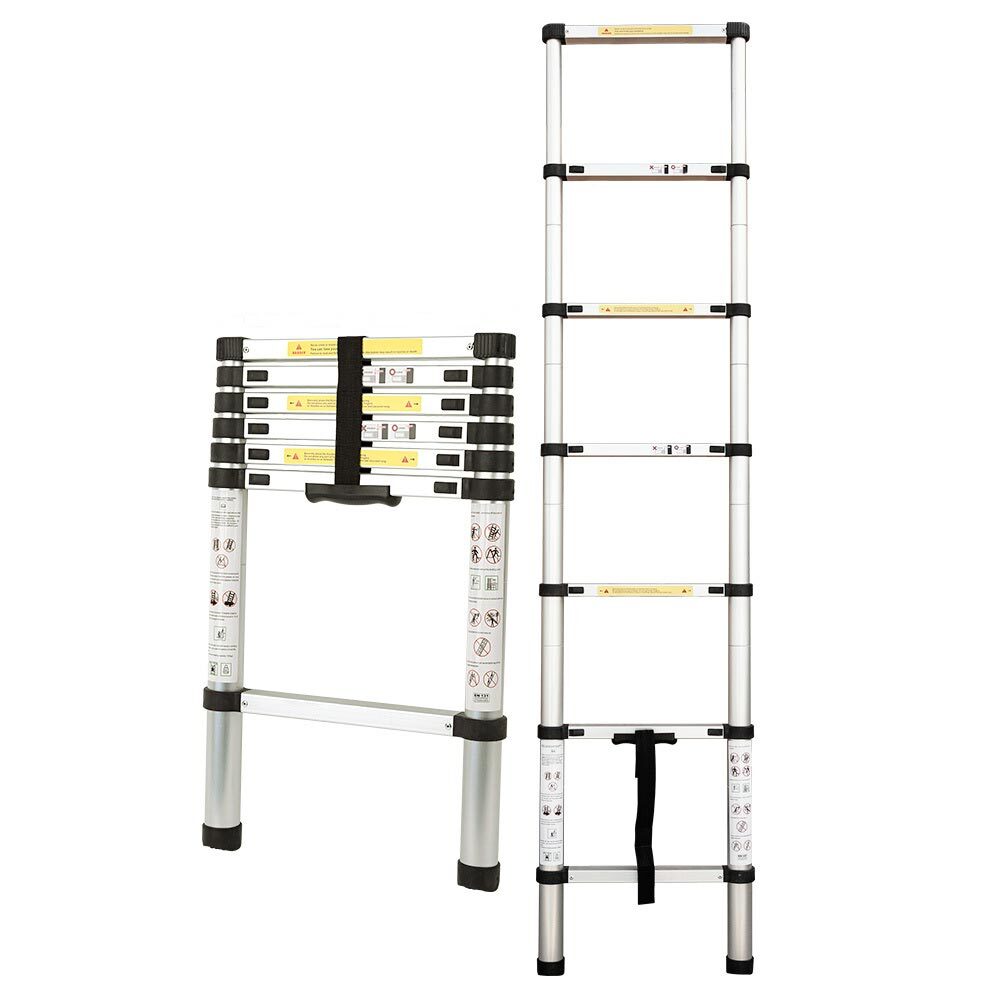 Bullet 2m Telescopic Aluminium Ladder – Compact, Lightweight & Built for Outdoor Adventure