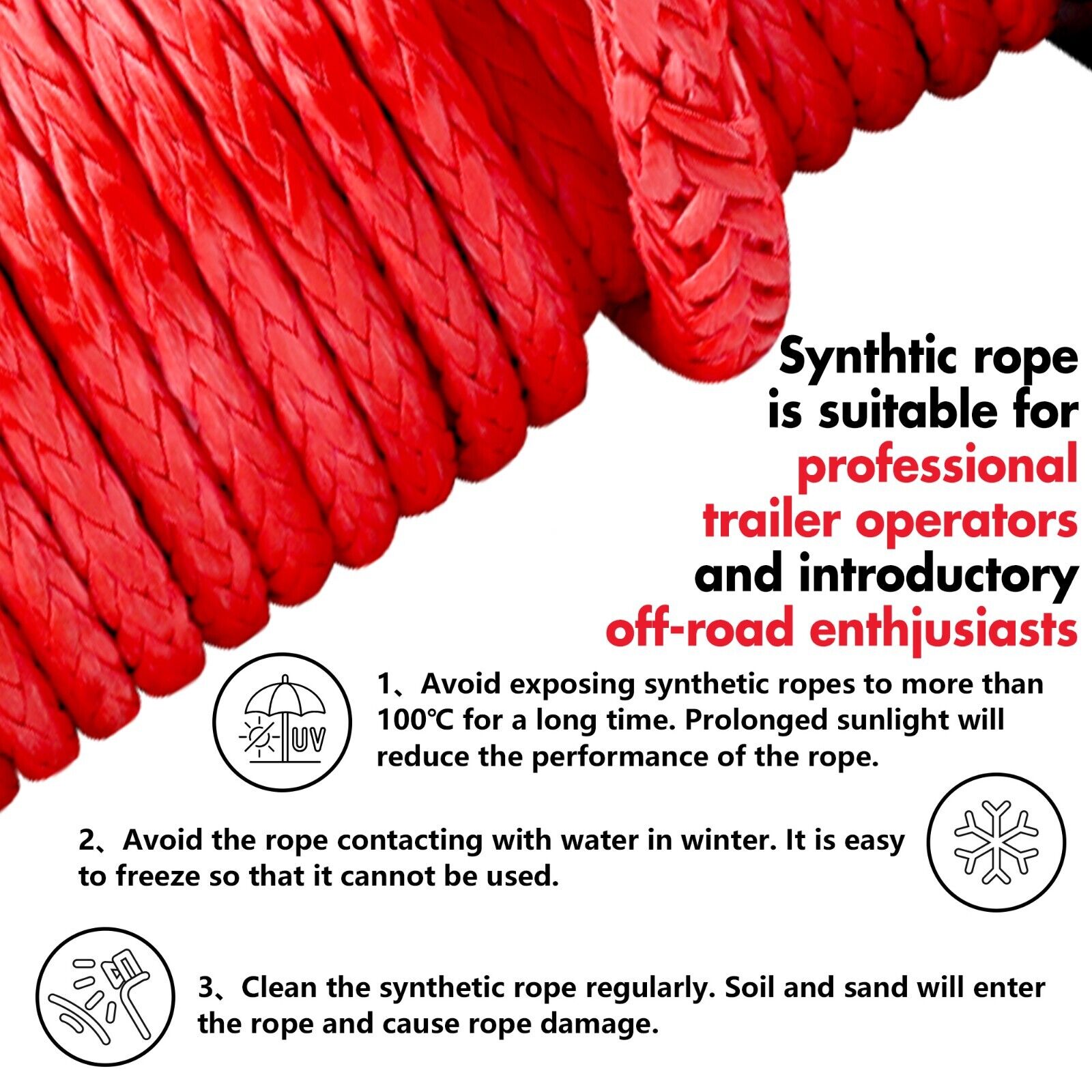 X-BULL 14,500LBS 12V Electric Winch with Synthetic Rope + 2 Pairs Gen2.0 Recovery Tracks – Red — photo 10