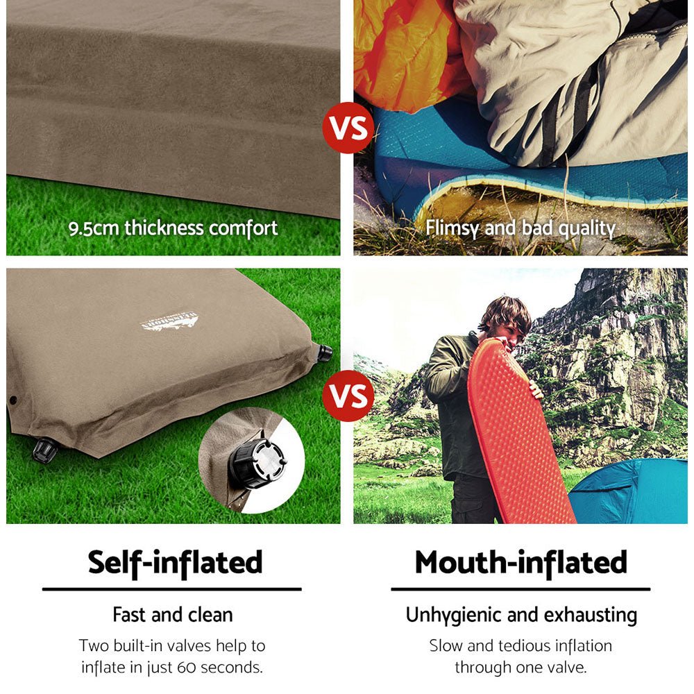 Weisshorn Self-Inflating Double Camping Mattress – 9.5cm Foam | Coffee — photo 5
