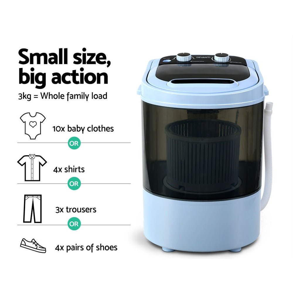 Devanti Portable Washing Machine 3KG – Black — photo 5