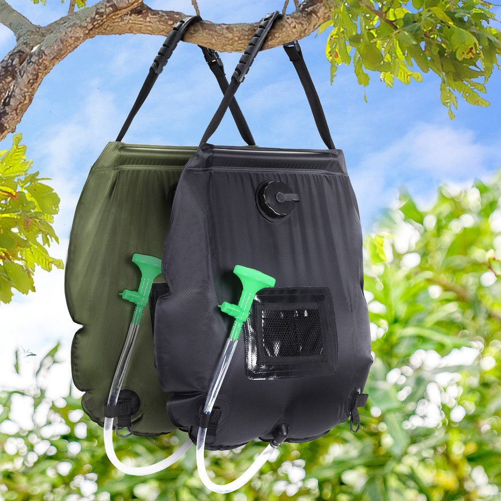 Weisshorn Camping Shower Bag 20L – Set of 2 (Green & Black) — photo 5