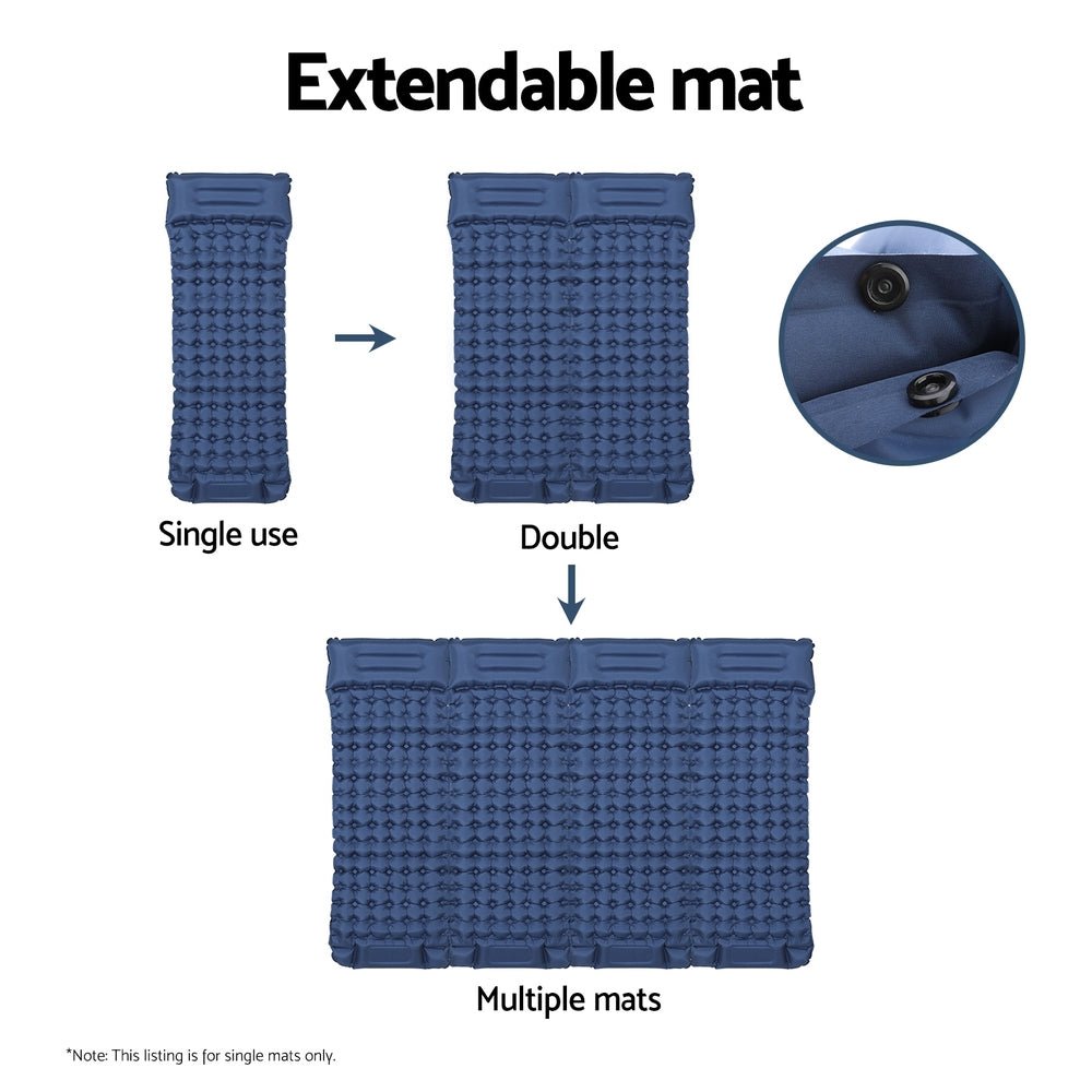 Weisshorn Self-Inflating Camping Mattress – Single Sleeping Mat with Pillow | 9cm Thick | Blue — photo 6